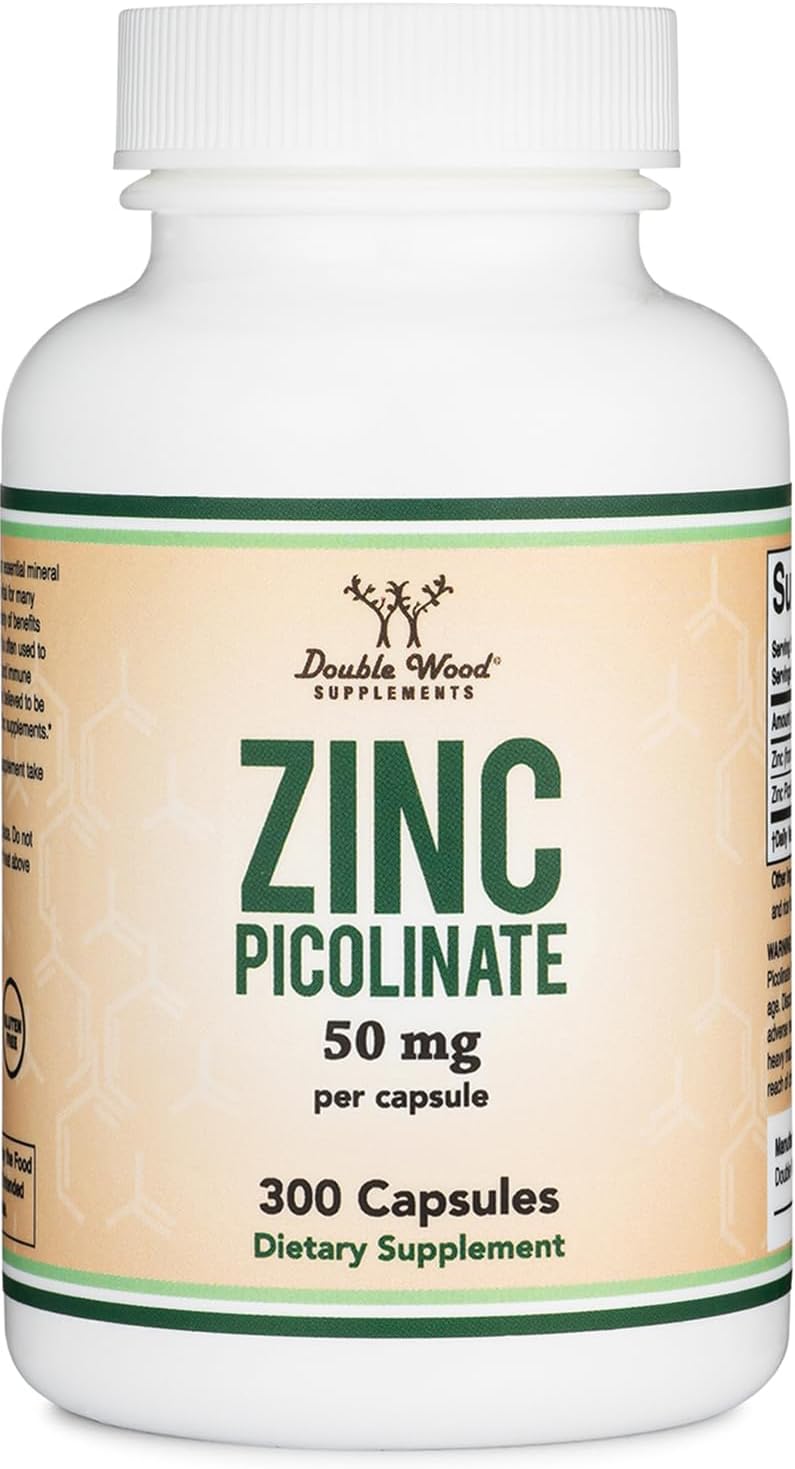 PICOLINATO DE ZINC 50 MG DOUBLE WOOD 300 CÁPSULAS NO GMO