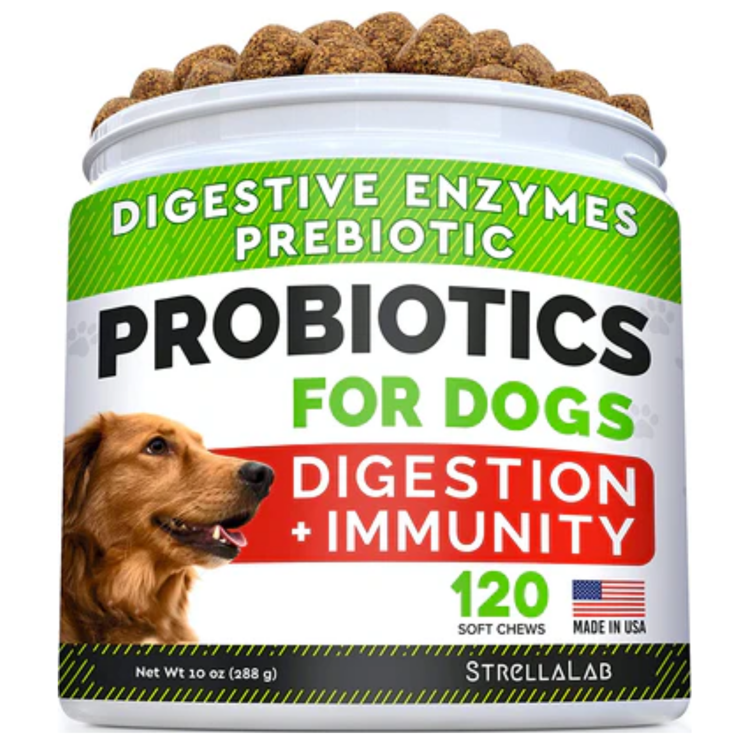 PROBIOTICOS CON COMPLEJO INMUNE PARA PERROS 120 MASTICABLES STRELLALAB