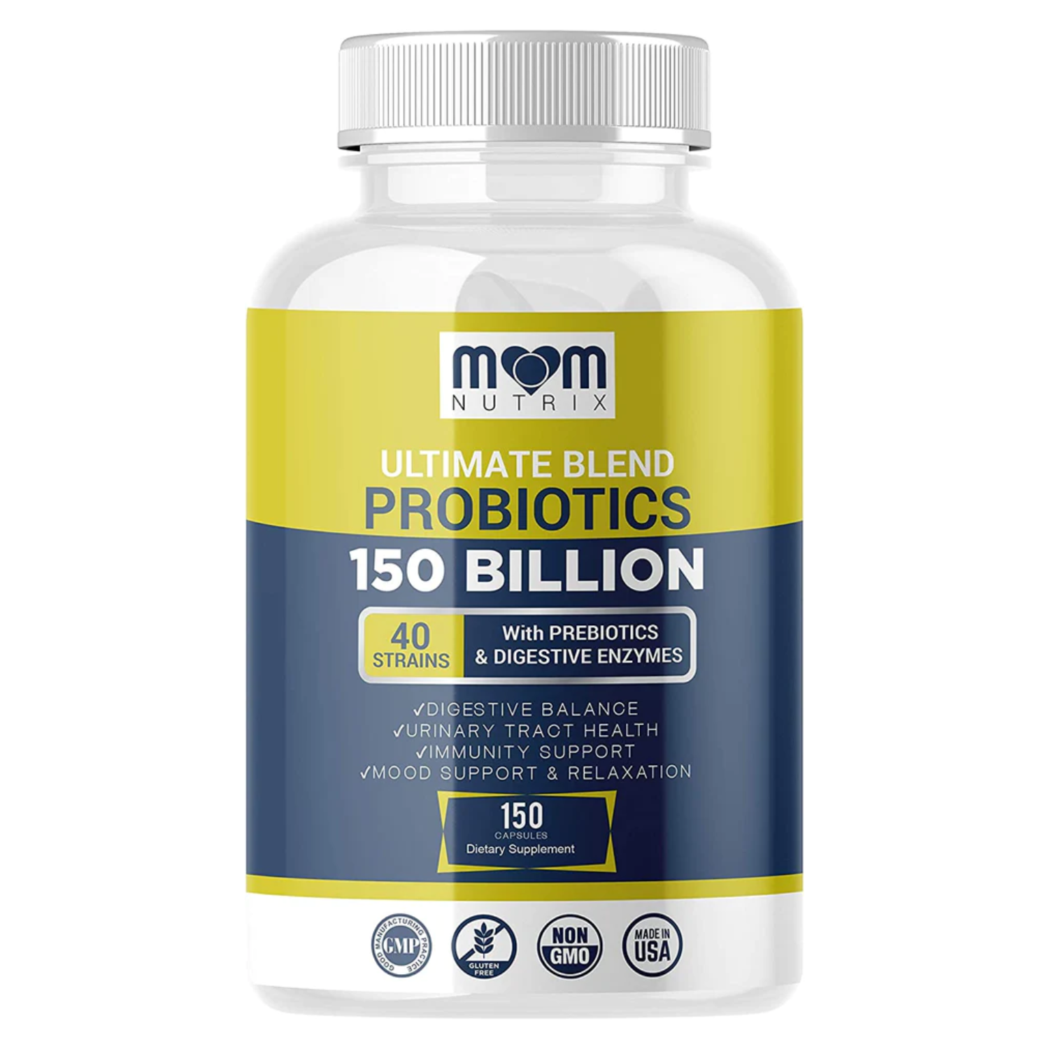 PROBIOTICOS Y PREBIOTICOS 40 CEPAS 150 BILLONES CFU 150 CAPSULAS SIN GMO MOMNUTRIX