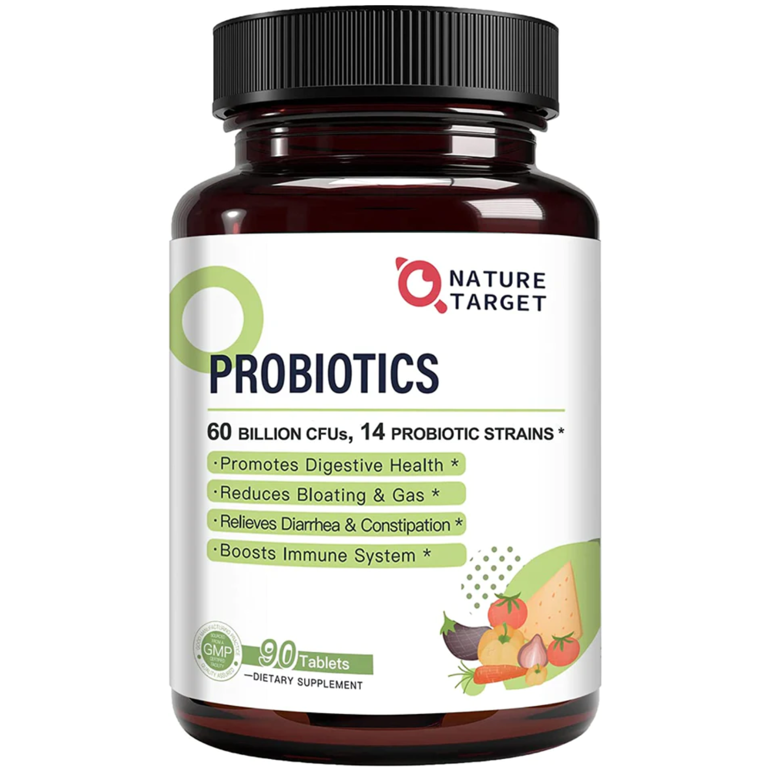 PROBIOTICOS 14 CEPAS 60 BILLONES CFU 90 CAPSULAS SIN GMO NATURE TARGET