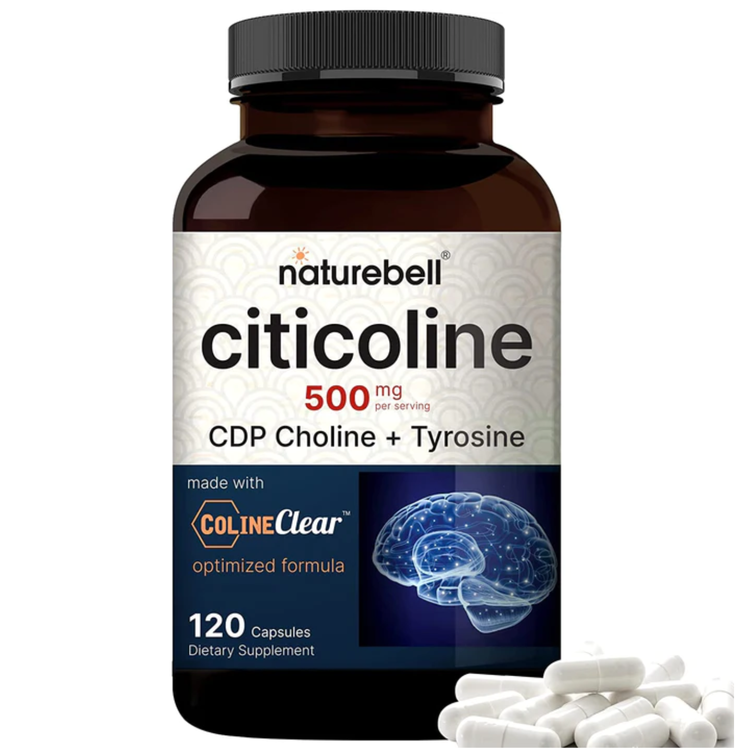 CITICOLINA CDP COLINA NATUREBELL 500 MG CON TIROSINA 50 MG 120 CAPSULAS
