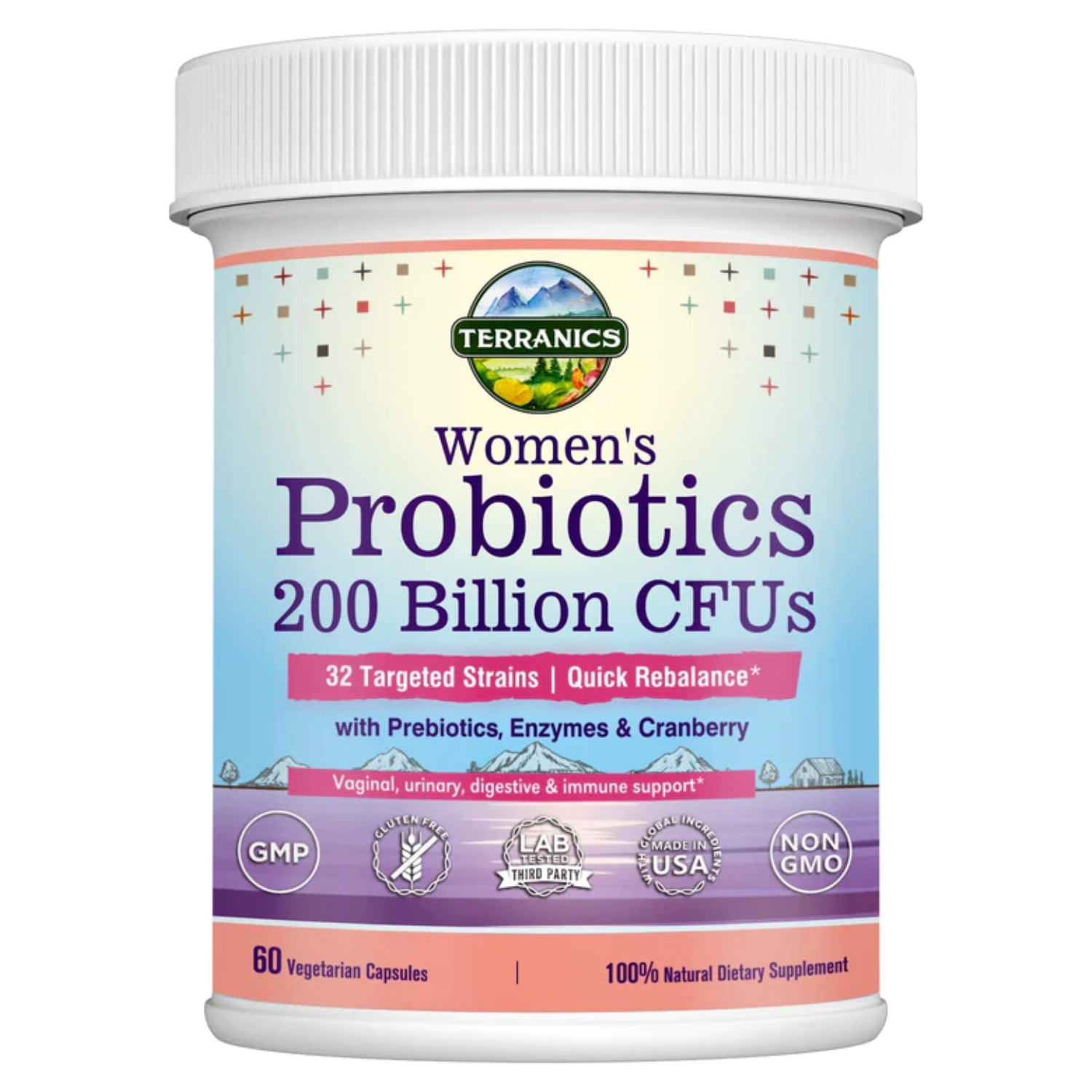 PROBIOTICOS CON ENZIMAS DIGESTIVAS Y CRANBERRY 32 CEPAS 200 BILLONES CFU 60 CAPSULAS TERRANICS