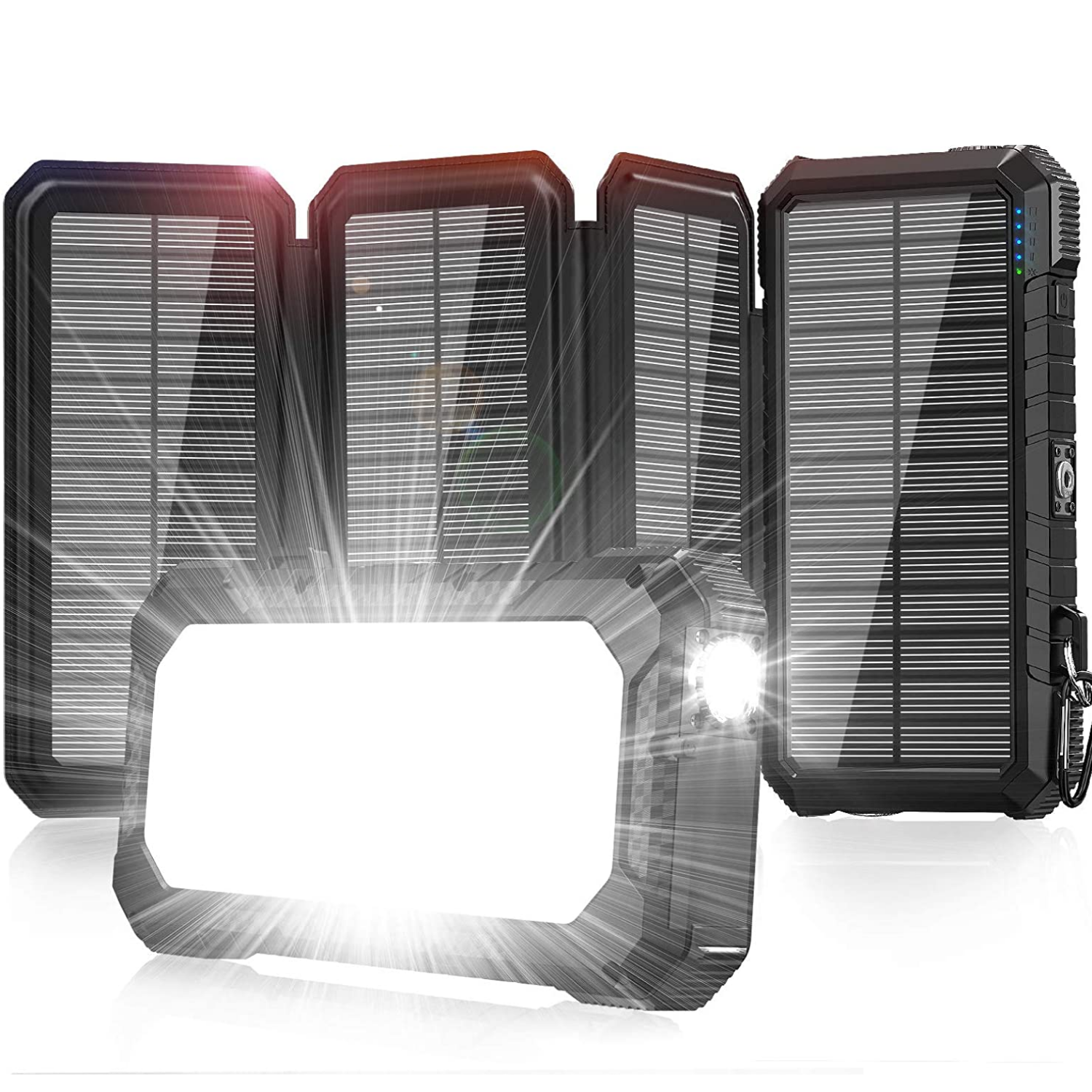 CARGADOR SOLAR PORTATIL 26800mAh CARGA RAPIDA 18W CON LINTERNA