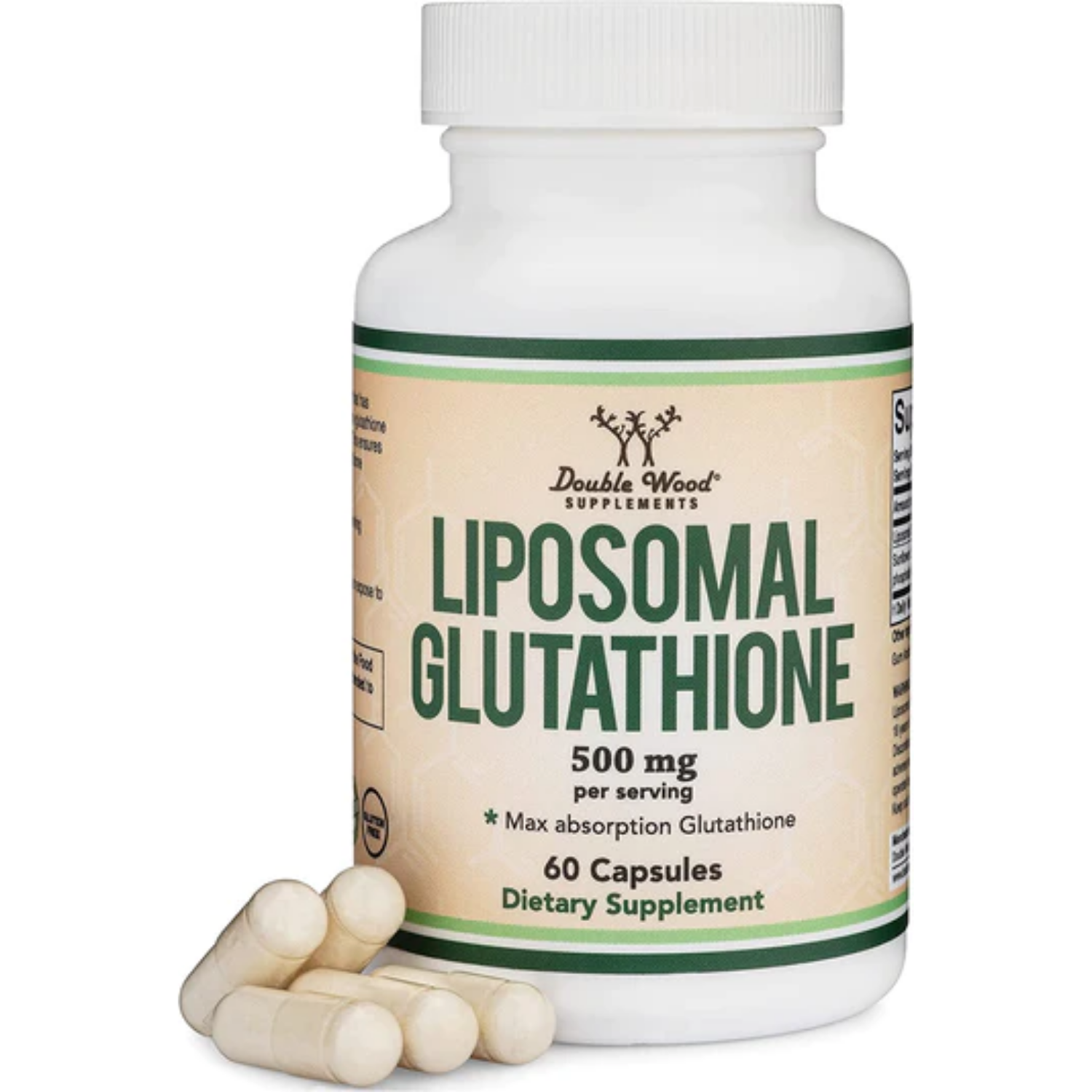 LIPOSOMAL GLUTATHIONE GLUTATIÓN LIPOSÓMICA 500 MG 60 CAPSULAS DOUBLE WOOD SUPPLEMENTS