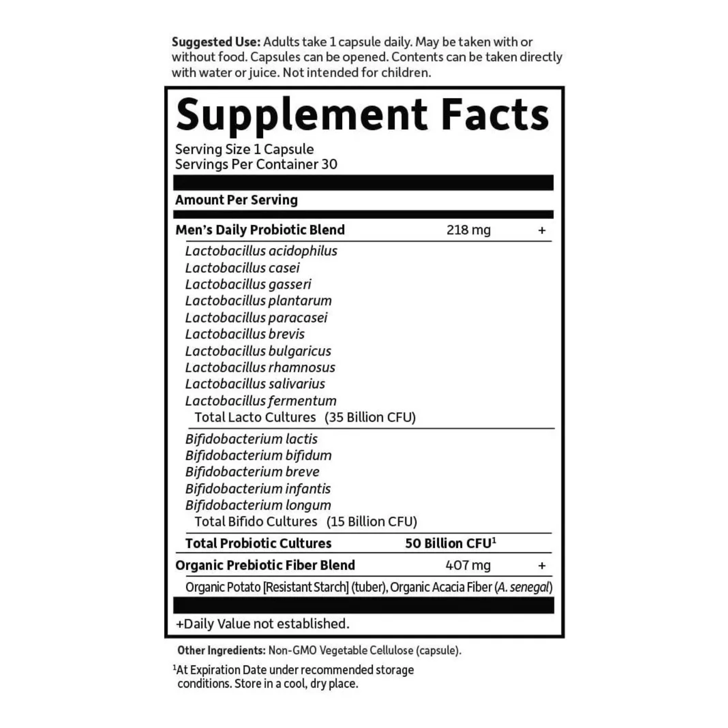 PROBIOTICOS PARA HOMBRES 15 CEPAS 50 BILLONES CFU 30 CAPSULAS SIN GMO GARDEN OF LIFE