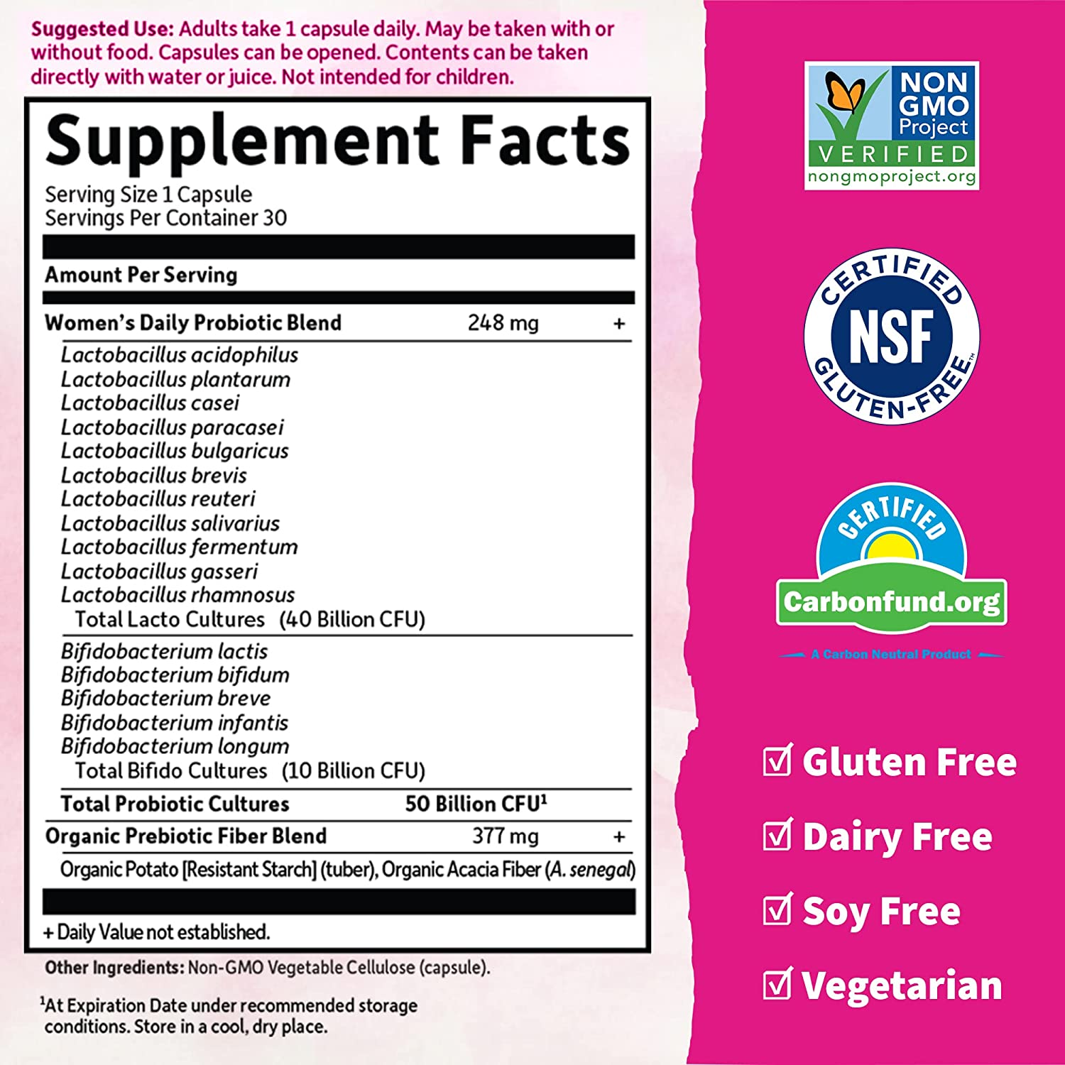 PROBIOTICOS PARA MUJER 16 CEPAS 50 BILLONES CFU 30 CAPSULAS SIN GMO GARDEN OF LIFE