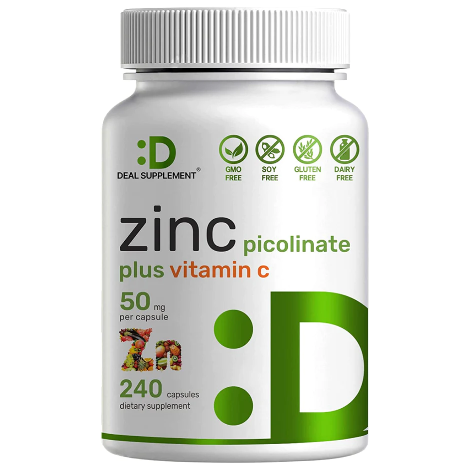 ZINC PICOLINATO CON VITAMINA C DEAL SUPPLEMENTS 50 MG 240 CAPSULAS