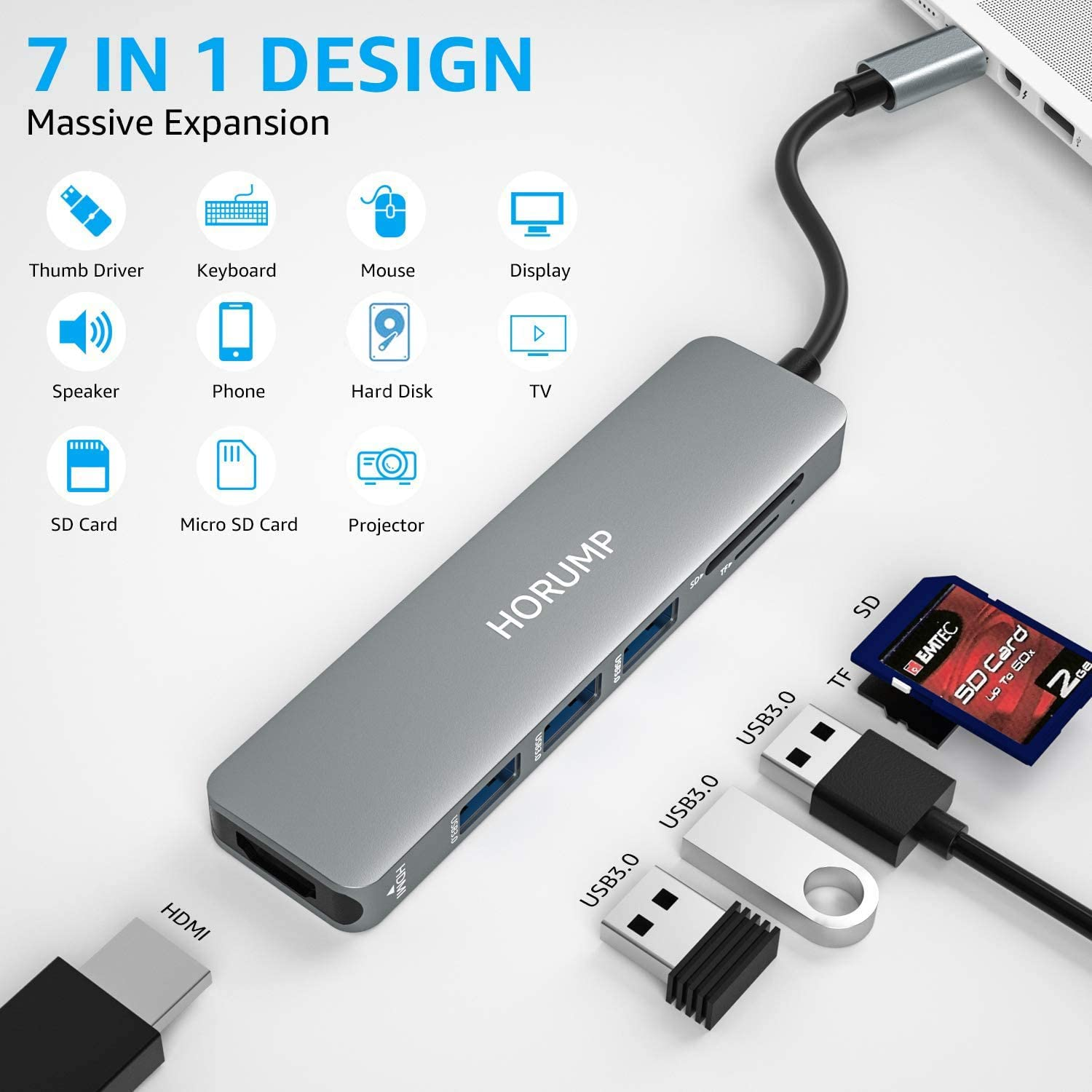 ADAPTADOR HUB TIPO C HORUMP 6 EN 1