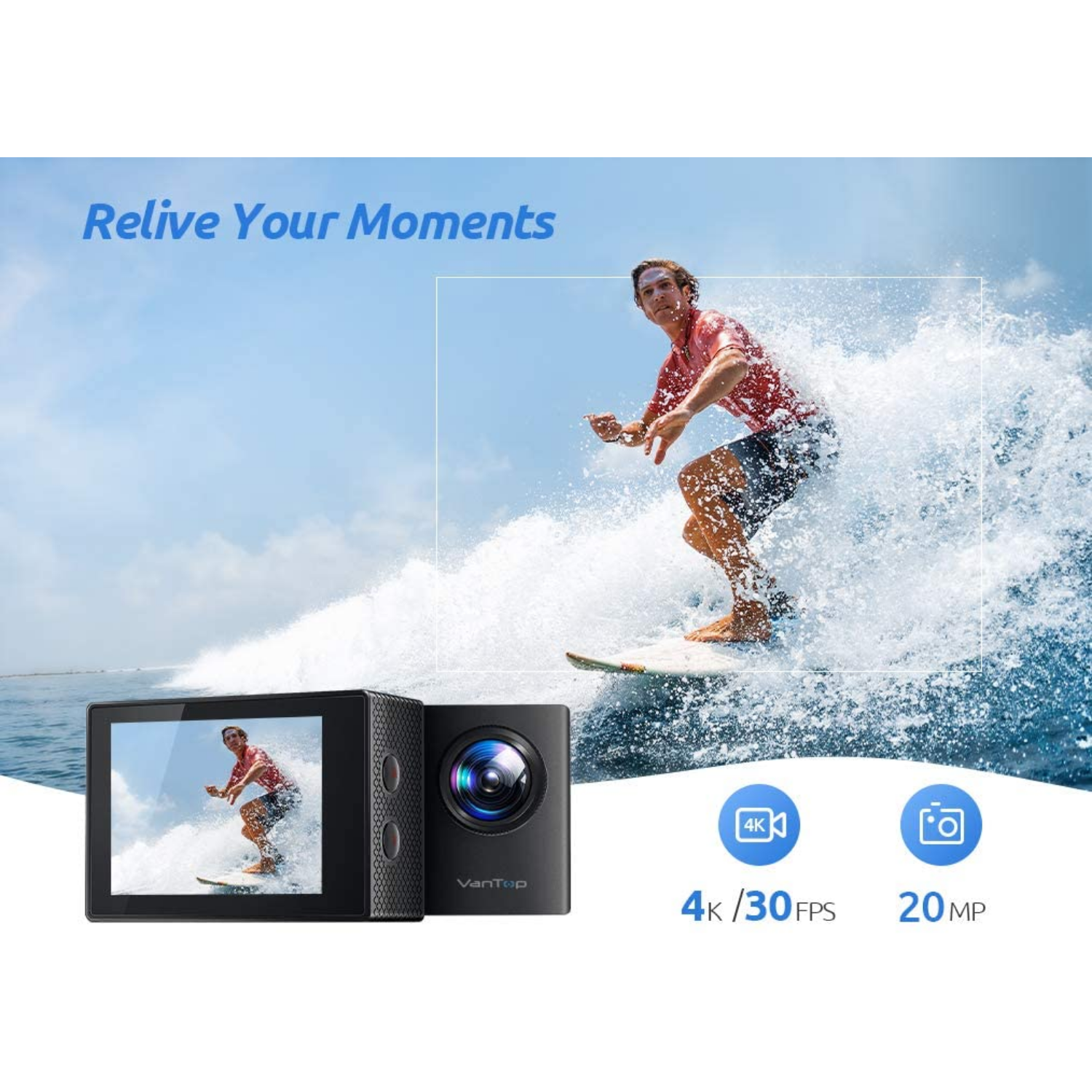 CAMARA GO PRO VANTOP MOMENT 4U 4K 30FPS IMPERMEABLE TACTIL CON WIFI