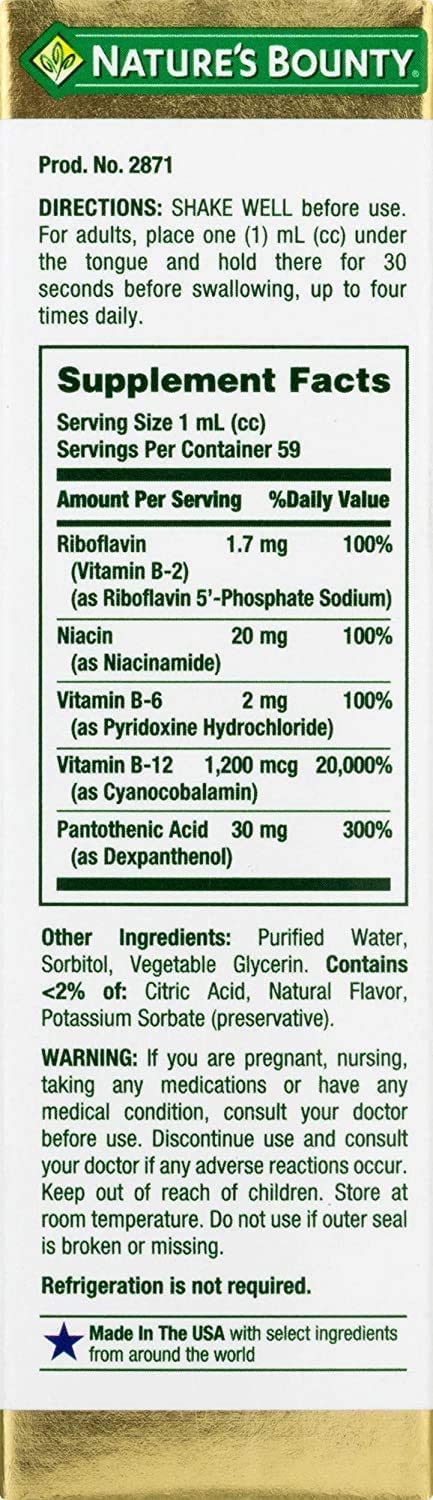 VITAMINA B COMPLEX 1,200 MCG 60 ML NATURE´S BOUNTY