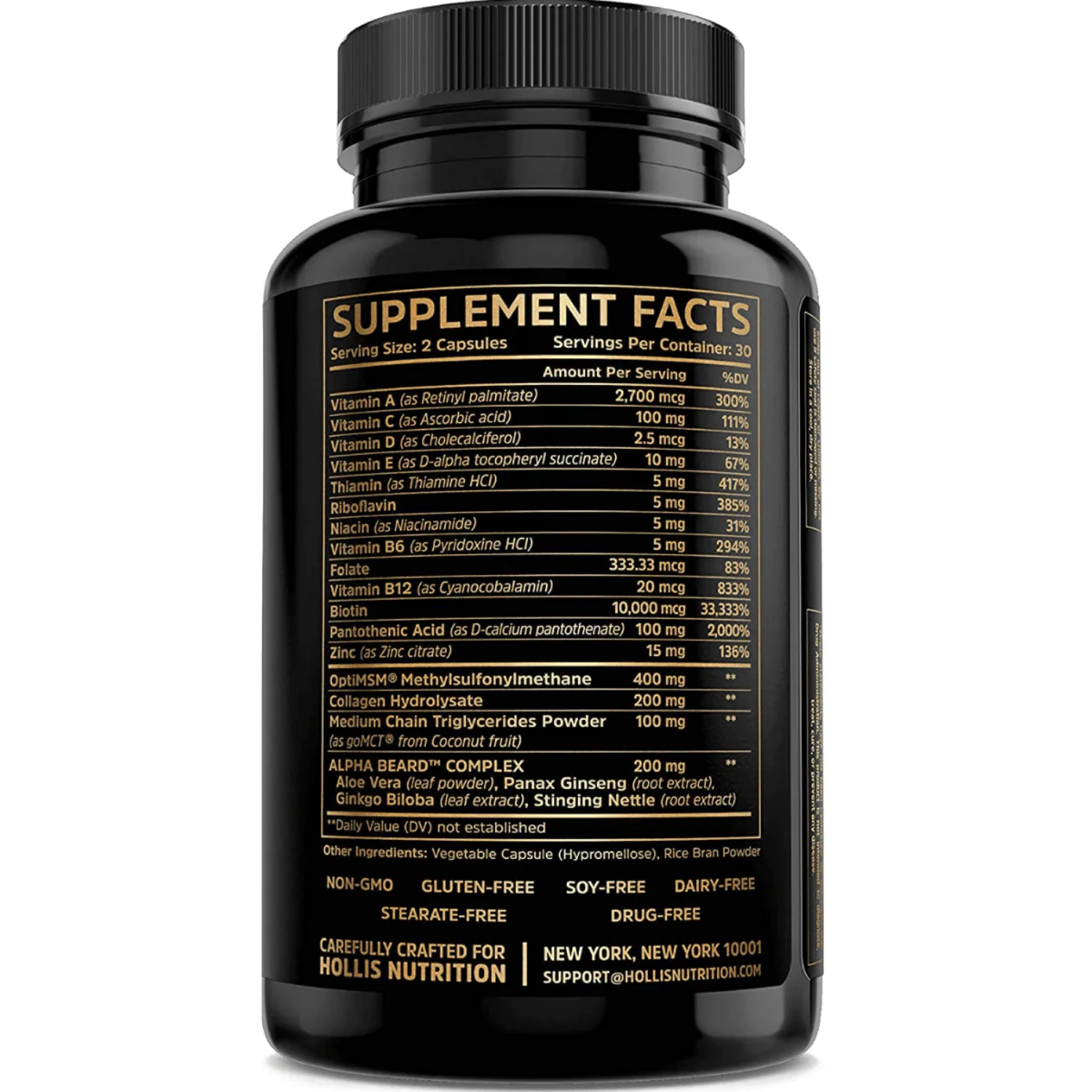 ALPHA BEARD 60 CAPSULAS SIN GMO VEGANO HOLLIS NUTRITION