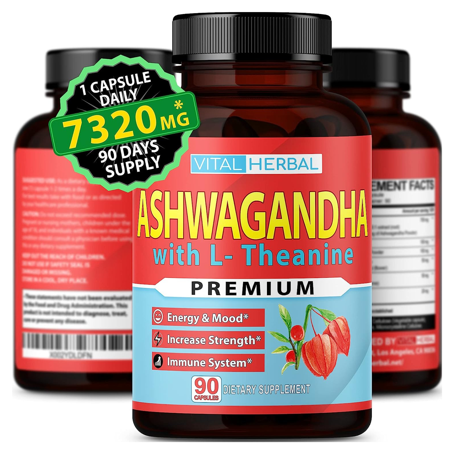 Ashwagandha Capsules 7000 Mg Genuine Natural Supplement Root Extract 50mg Withan