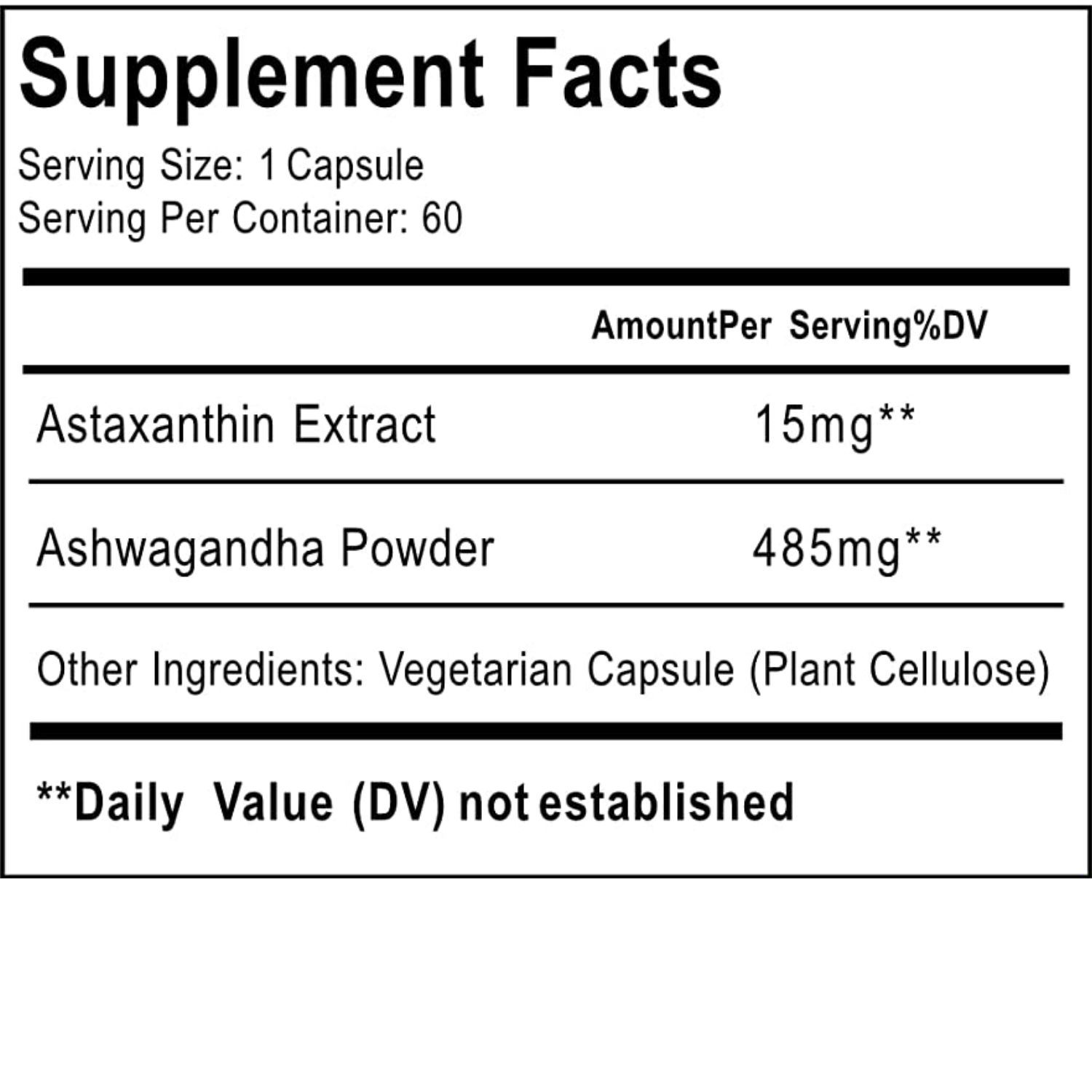 ASTAXANTINA 15 MG + ASHWAGANDHA 485 MG 60 CAPSULAS VEGANO NOOTAMIN