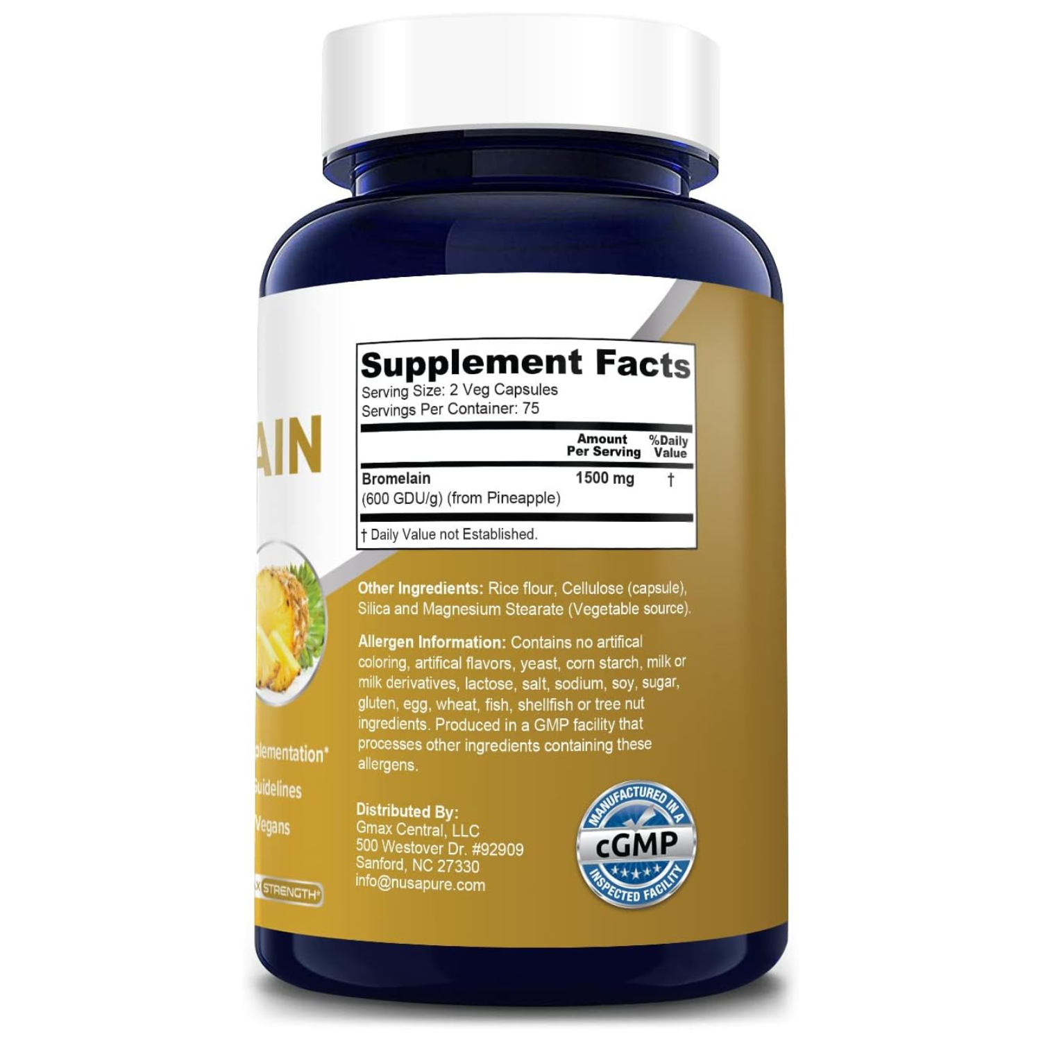 BROMELINA NUSAPURE 1500 MG 150 CAPSULAS VEGANO