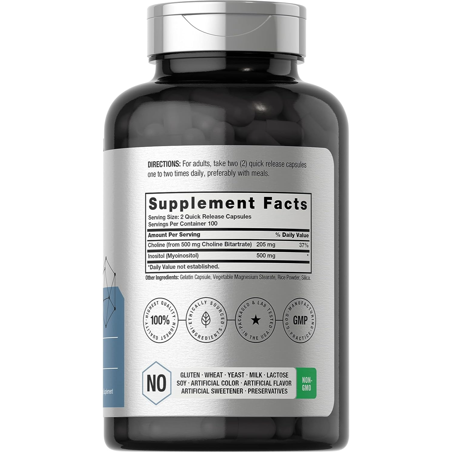 COLINA INOSITOL HORBAACH 1,000 MG 200 CAPSULAS SIN GMO