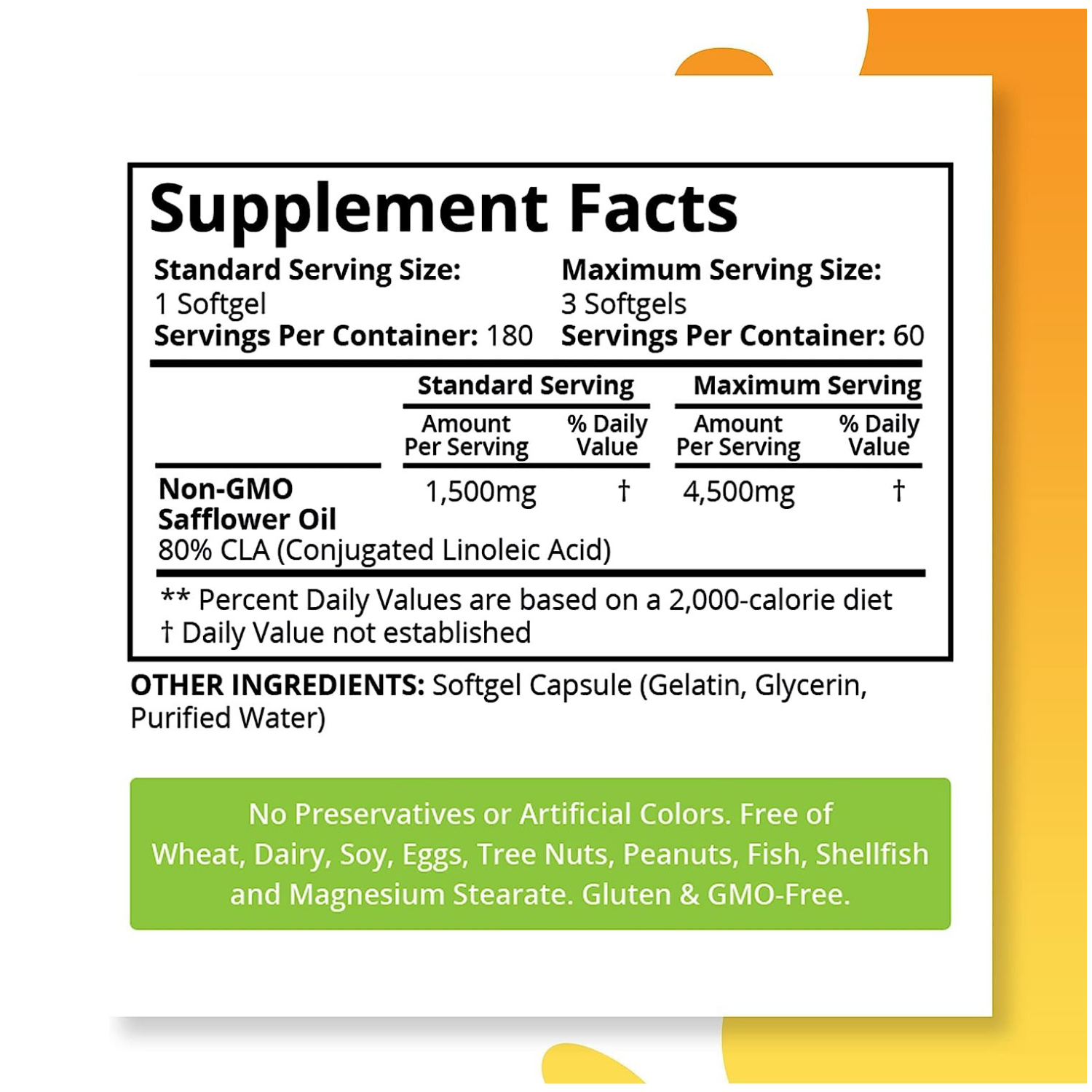 CLA ÁCIDO LINOLEICO CONJUGADO 4,500 MG 180 CAPSULAS BLANDAS SIN GMO PURITY LABS