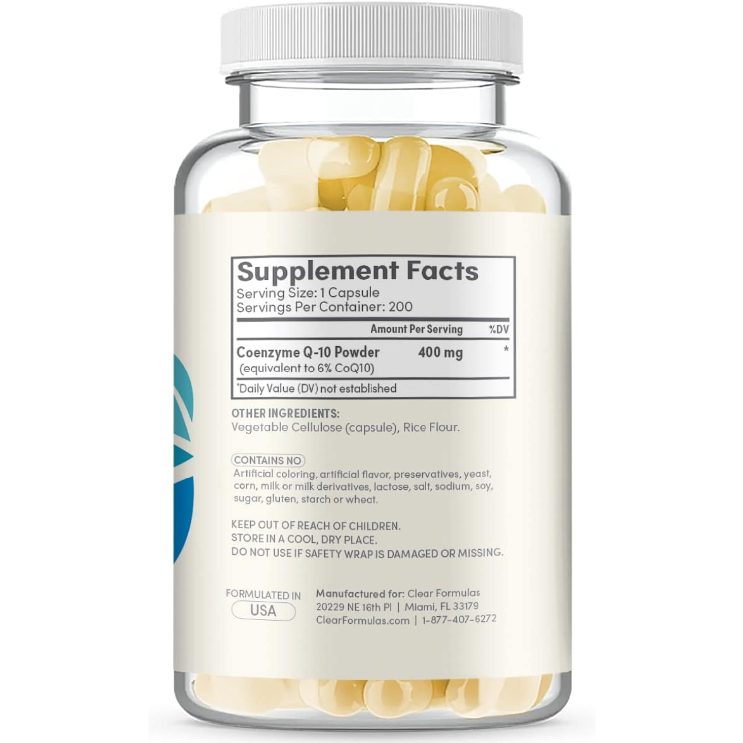 COENZIMA Q10 400 MG UBIQUINOL COQ10 200 CAPSULAS CLEARFORMULAS