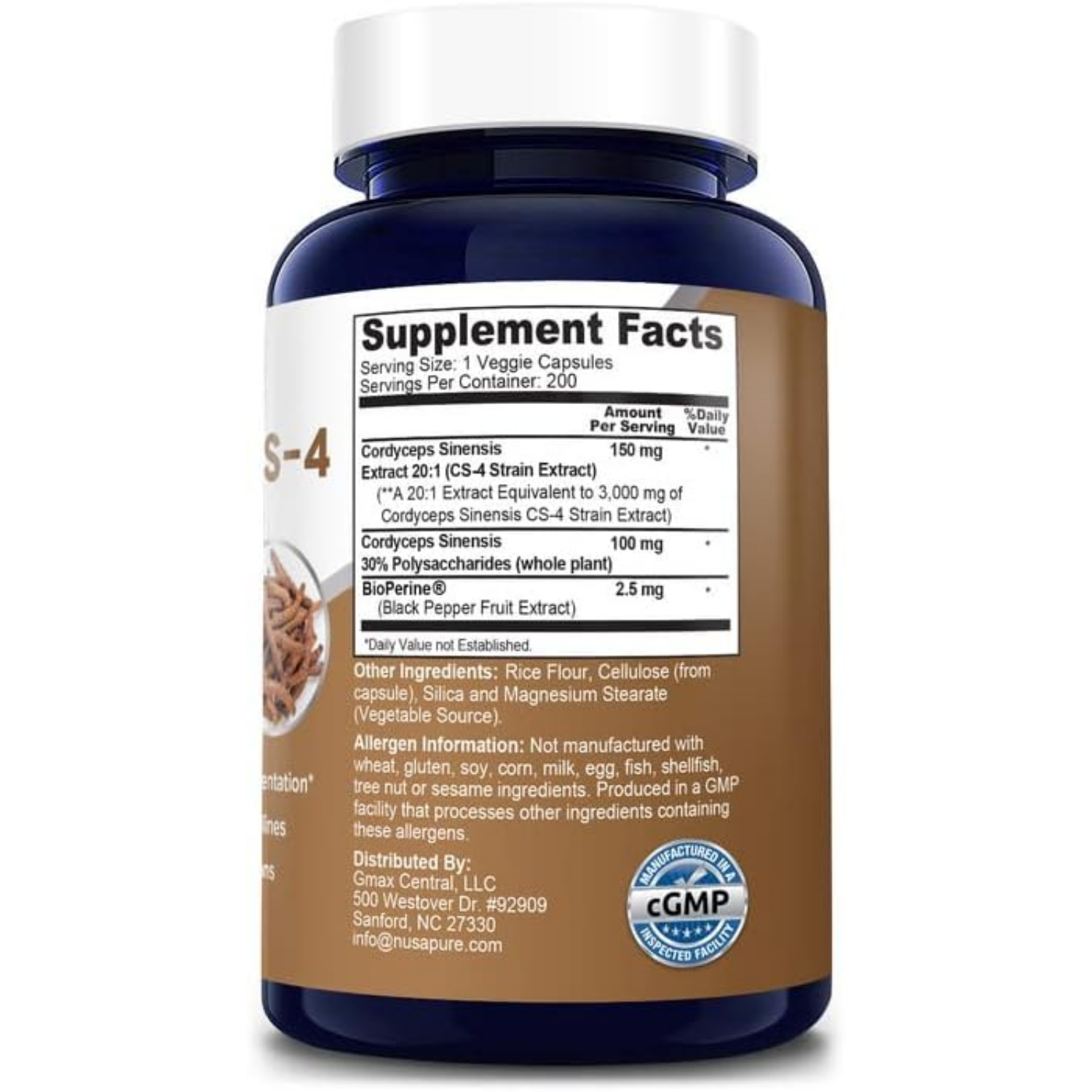 CORDYCEPS CS4 3000 MG 200 CAPSULAS NUSAPURE