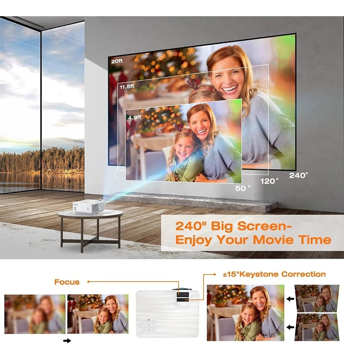 MINI PROYECTOR PORTATIL MULTIMEDIA TOPVISION T6 7500 LUMENES 1080P PS4 CINE 240 PULGADAS