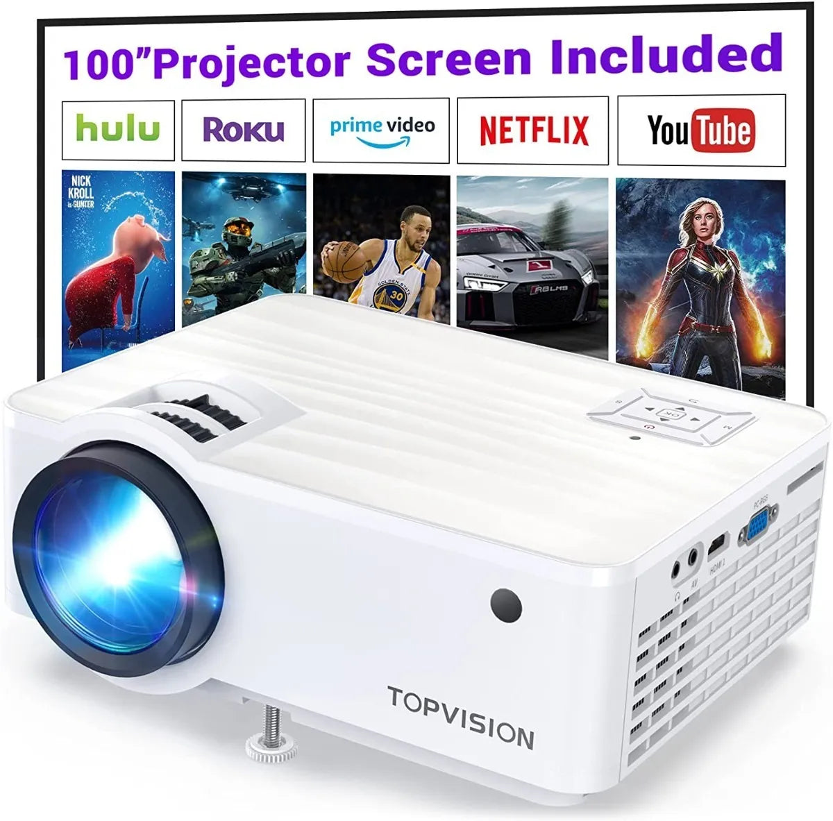 MINI PROYECTOR PORTATIL MULTIMEDIA TOPVISION T6 7500 LUMENES 1080P PS4 CINE 240 PULGADAS