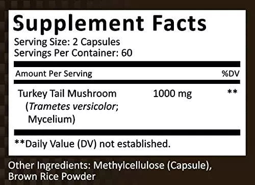 TURKEY TAIL HONGO COLA DE PAVO 1000 MG 120 CAPSULAS HMS NUTRITION