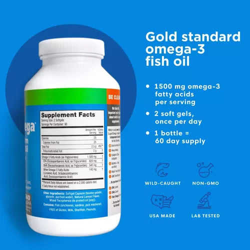 FISH OIL OMEGA 3 2,500 MG CON EPA 820 MG Y DHA 540 MG  180 CAPSULAS BLANDAS SIN GMO NATURENETICS