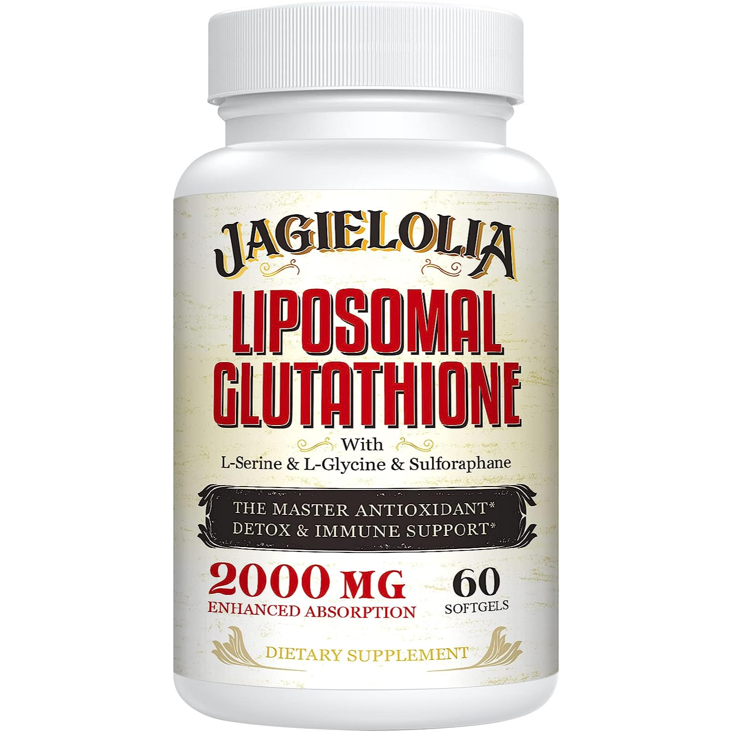 LIPOSOMAL GLUTATHIONE GLUTATIÓN LIPOSÓMICA 2000MG 60 CAPSULAS BLANDAS SIN GMO JAGIELOLIA