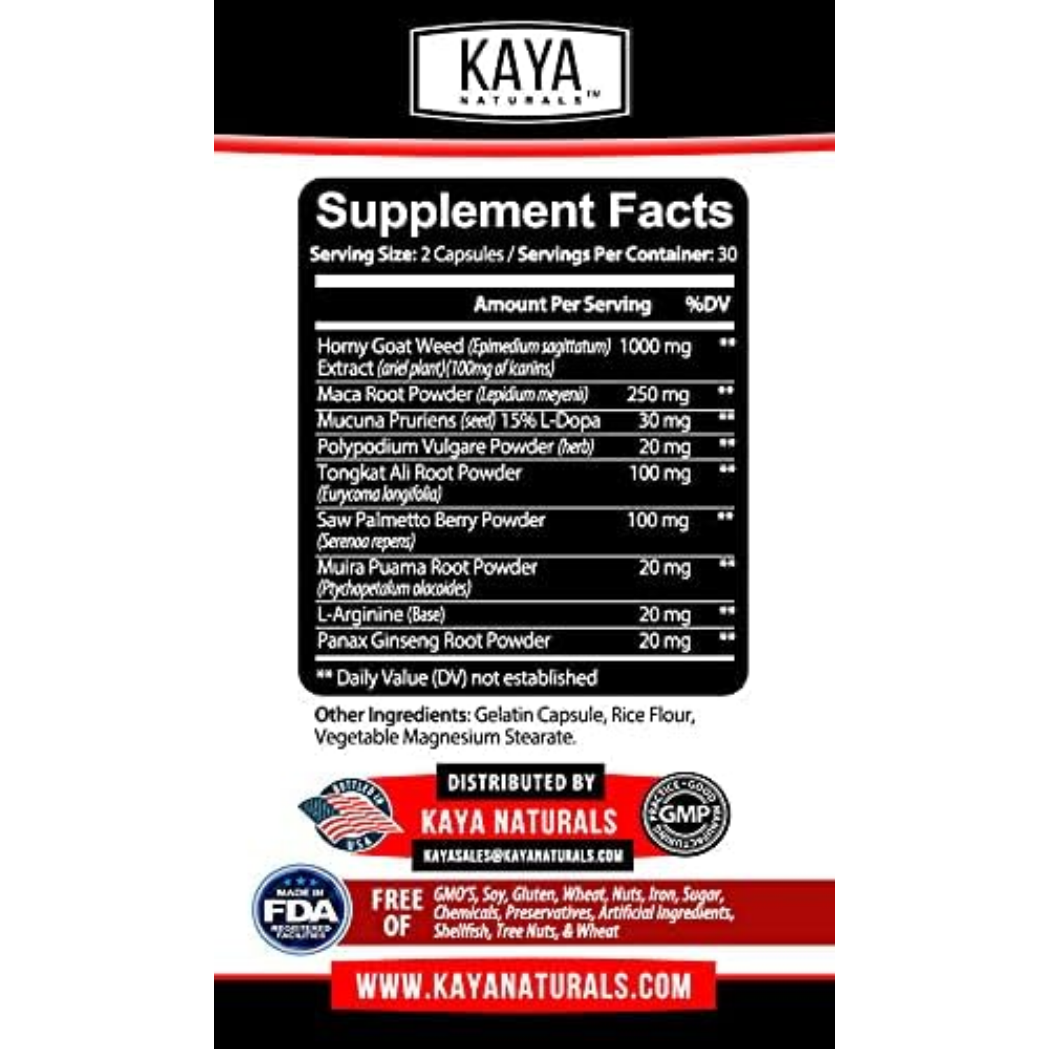 HORNY GOAT WEED 1000 MG 60 CAPSULAS KAYA NATURALS