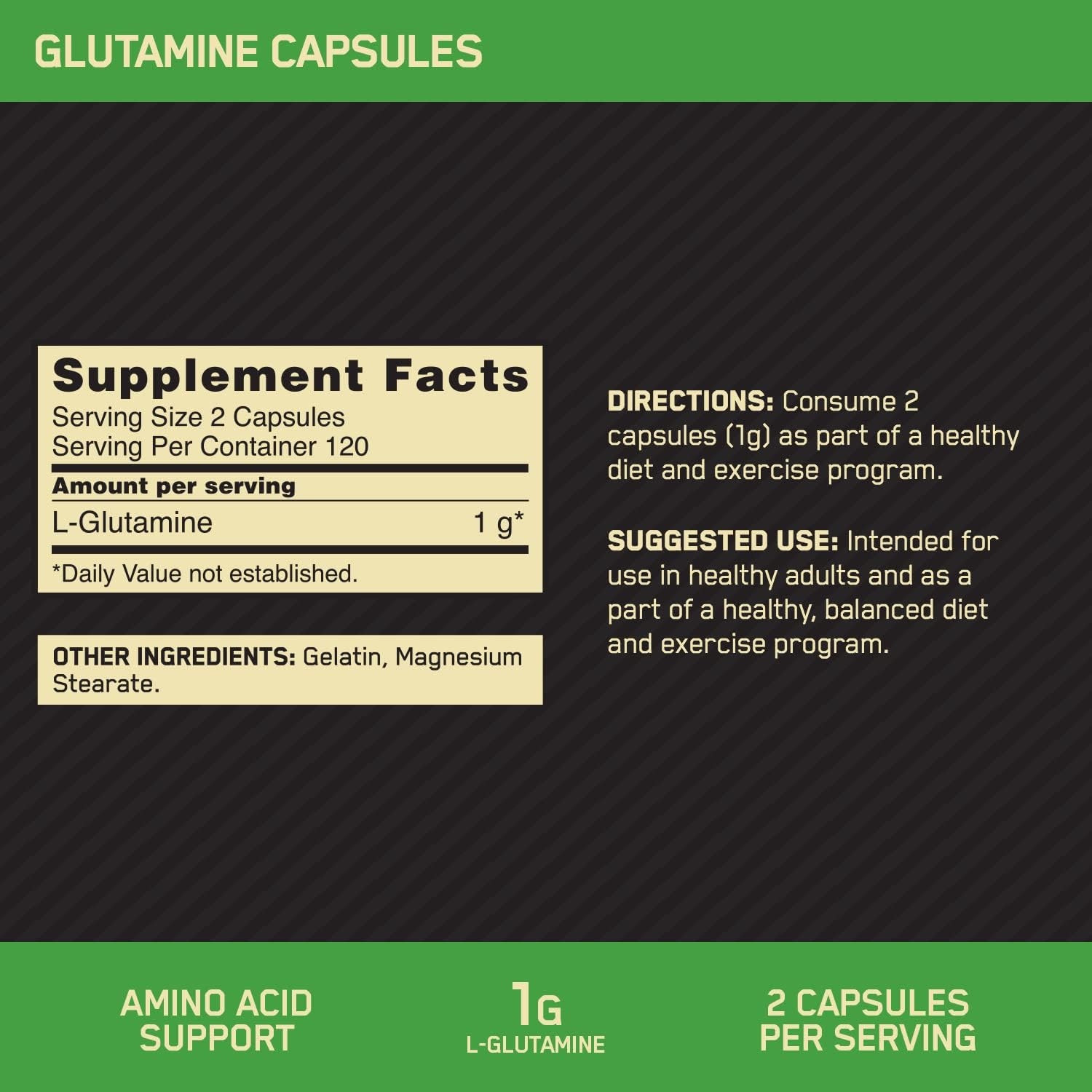 GLUTAMINA 1000 MG 240 CAPSULAS OPTIMUN NUTRITION