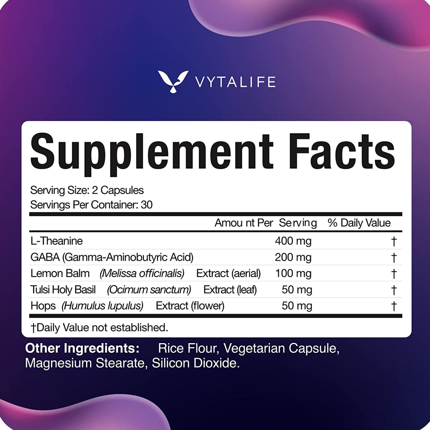 TEANINA 800 MG 60 CAPSULAS VEGETALES VEGANO VYTALIFE