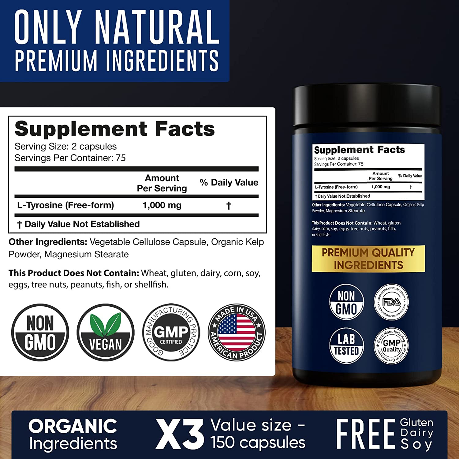 L TIROSINA 1000 MG 150 CAPSULAS ALPHA FLOW