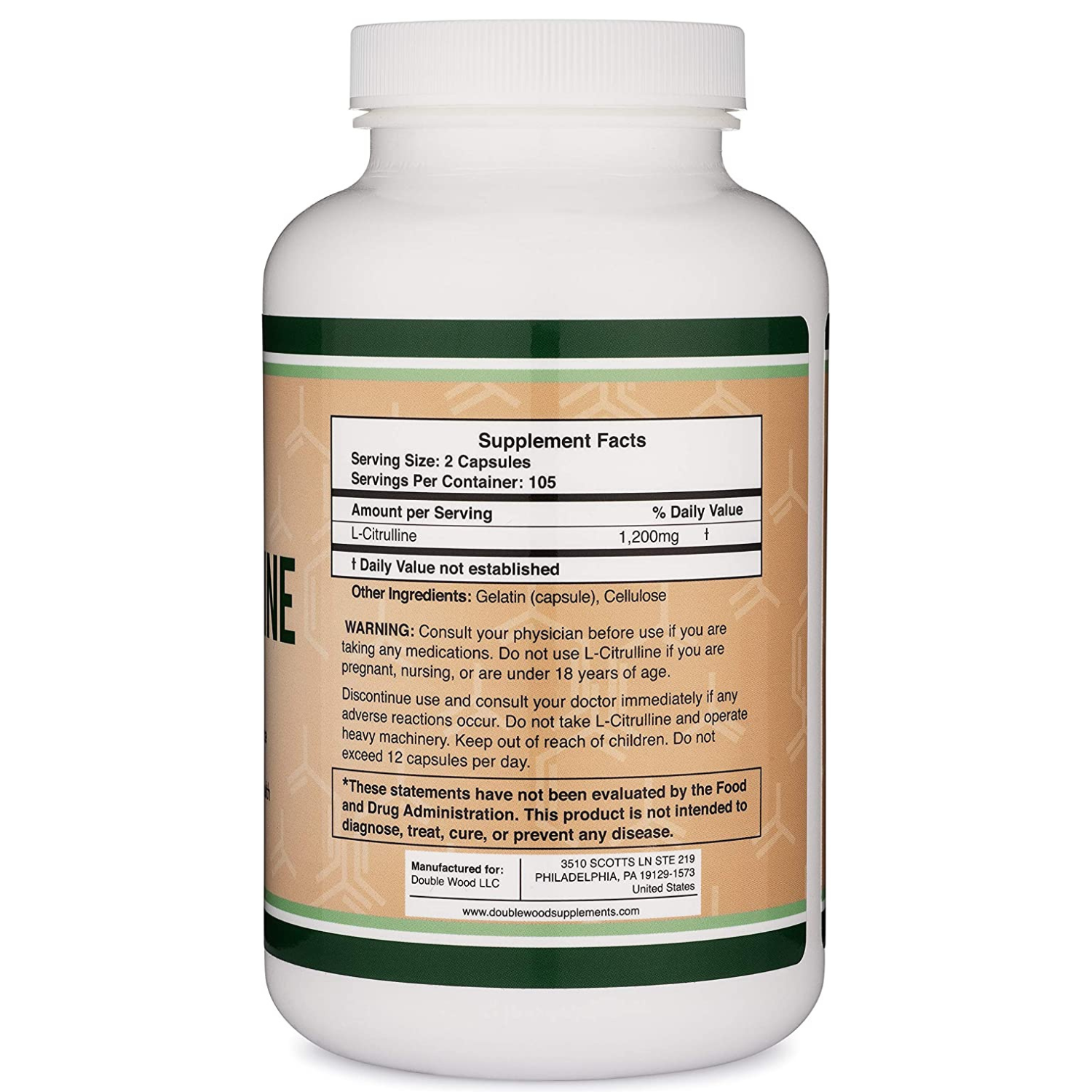 CITRULINA DOUBLE WOOD 1,200 MG 210 CAPSULAS