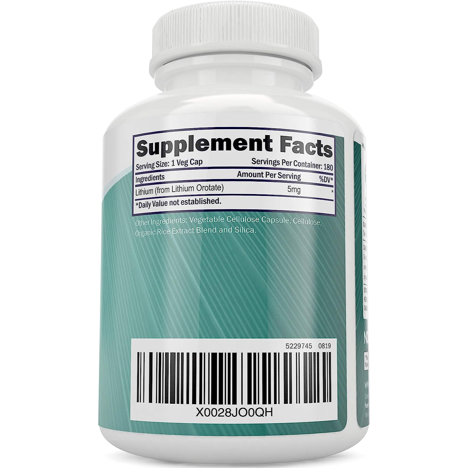 LITIO LITHIUM OROTATE 5 MG 180 CAPSULAS VEGETALES PURELY HOLISTIC