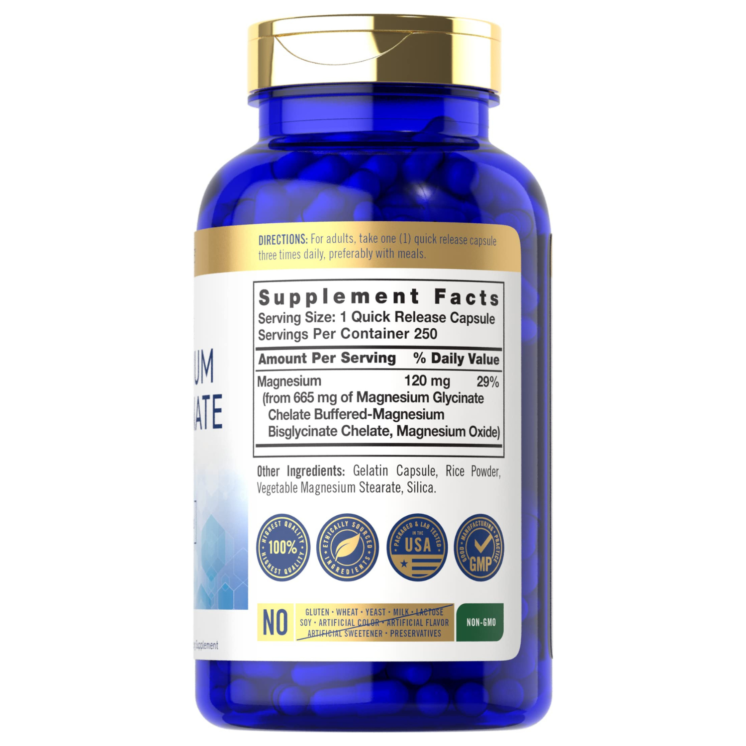 BISGLICINATO DE MAGNESIO CARLYLE 665 MG 250 CAPSULAS SIN GMO