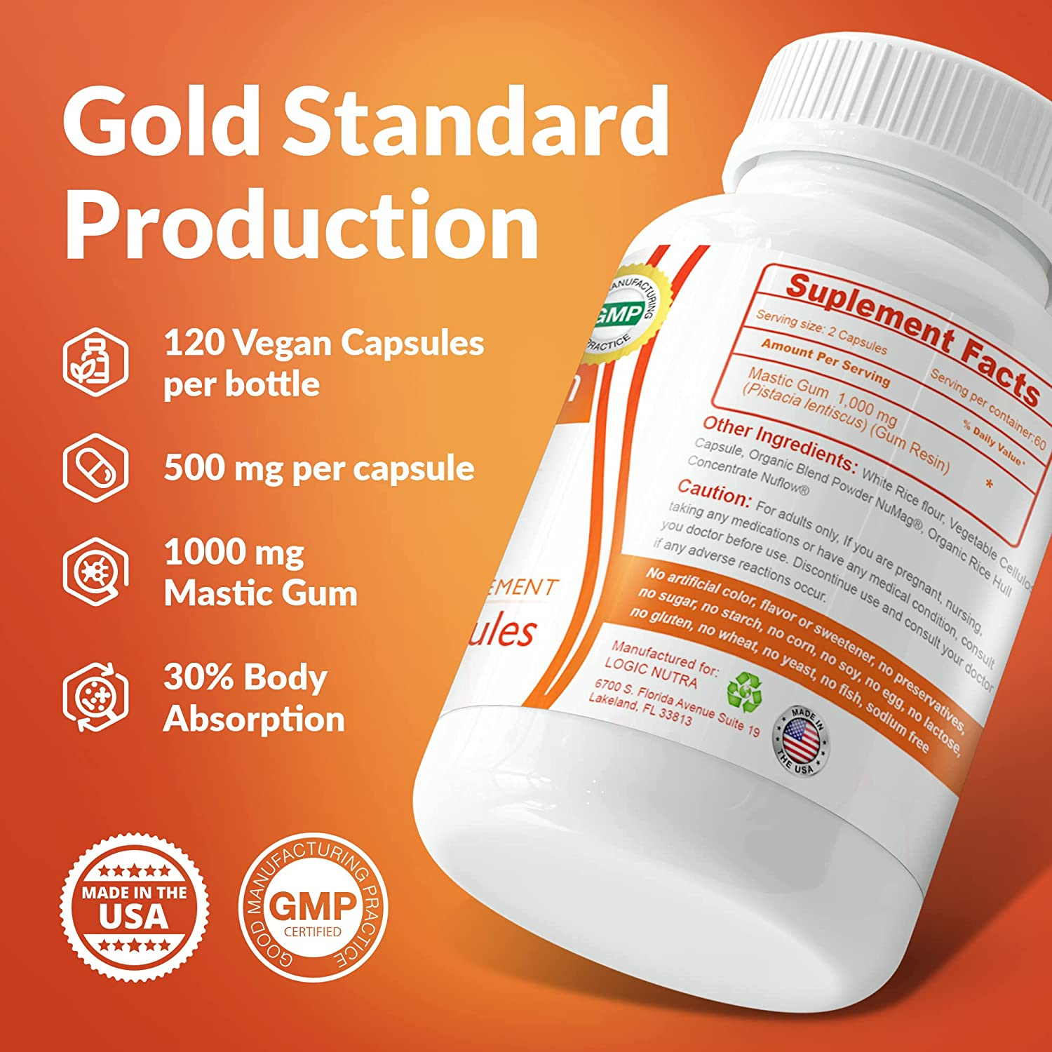 MASTIC GUM 1000 MG 120 CAPSULAS LOGIC NUTRA