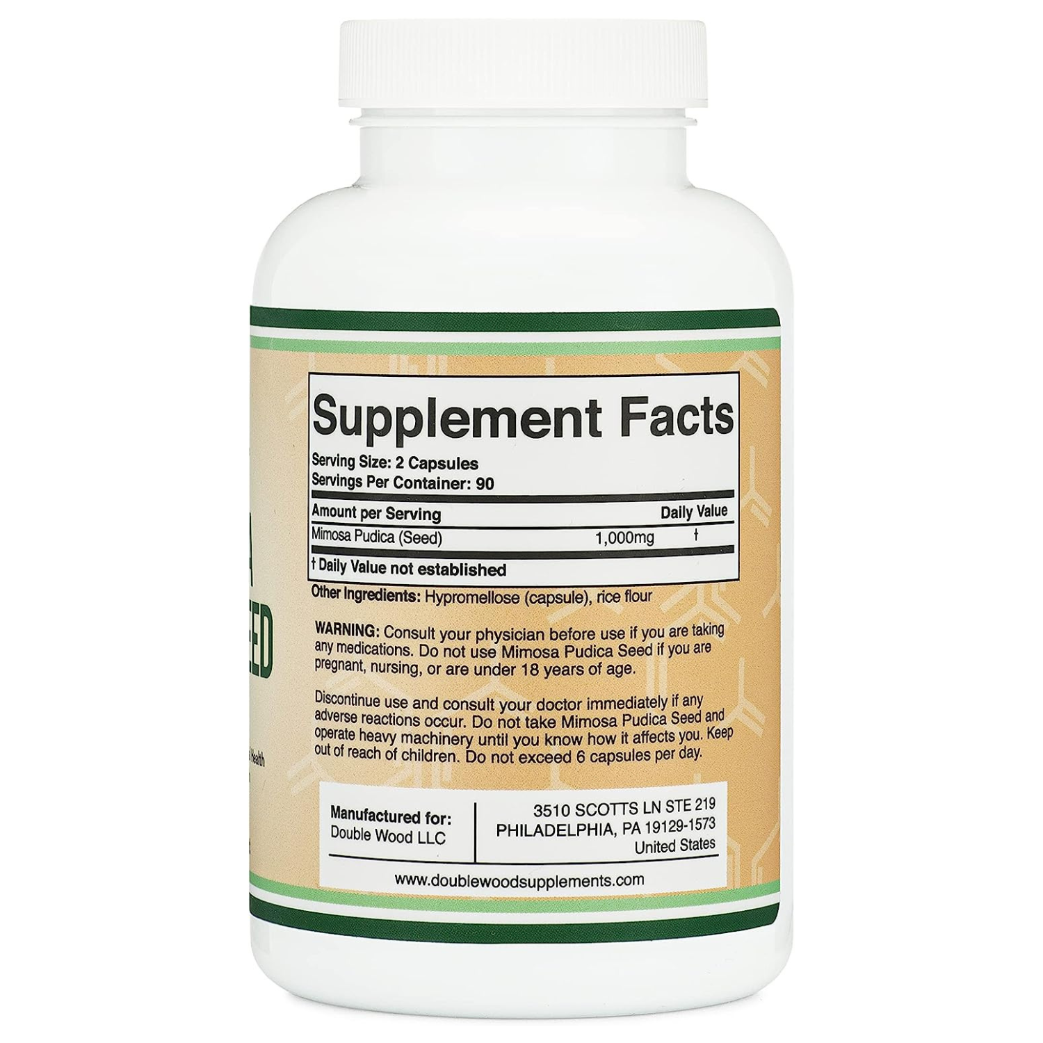 MIMOSA PUDICA SEED 1000 MG 180 CAPSULAS SIN GMO DOUBLE WOOD