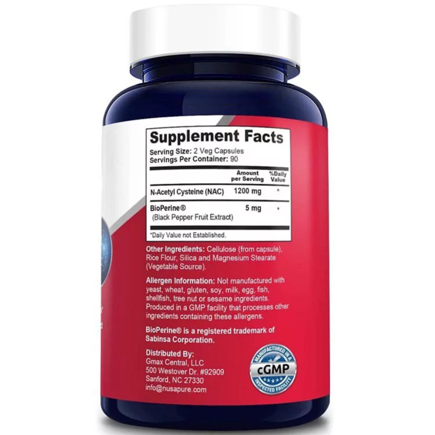 NAC ACETILCISTEINA 1200 MG 180 CAPSULAS NUSAPURE