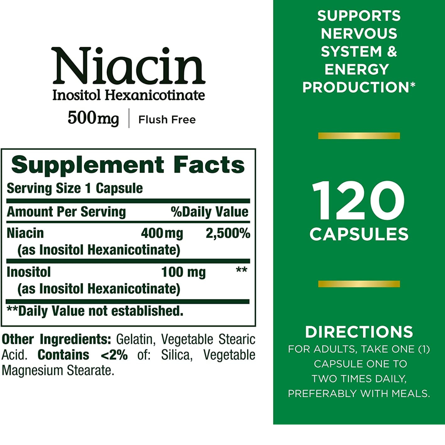 NIACINA 500 MG 120 CAPSULAS NATURES BOUNTY