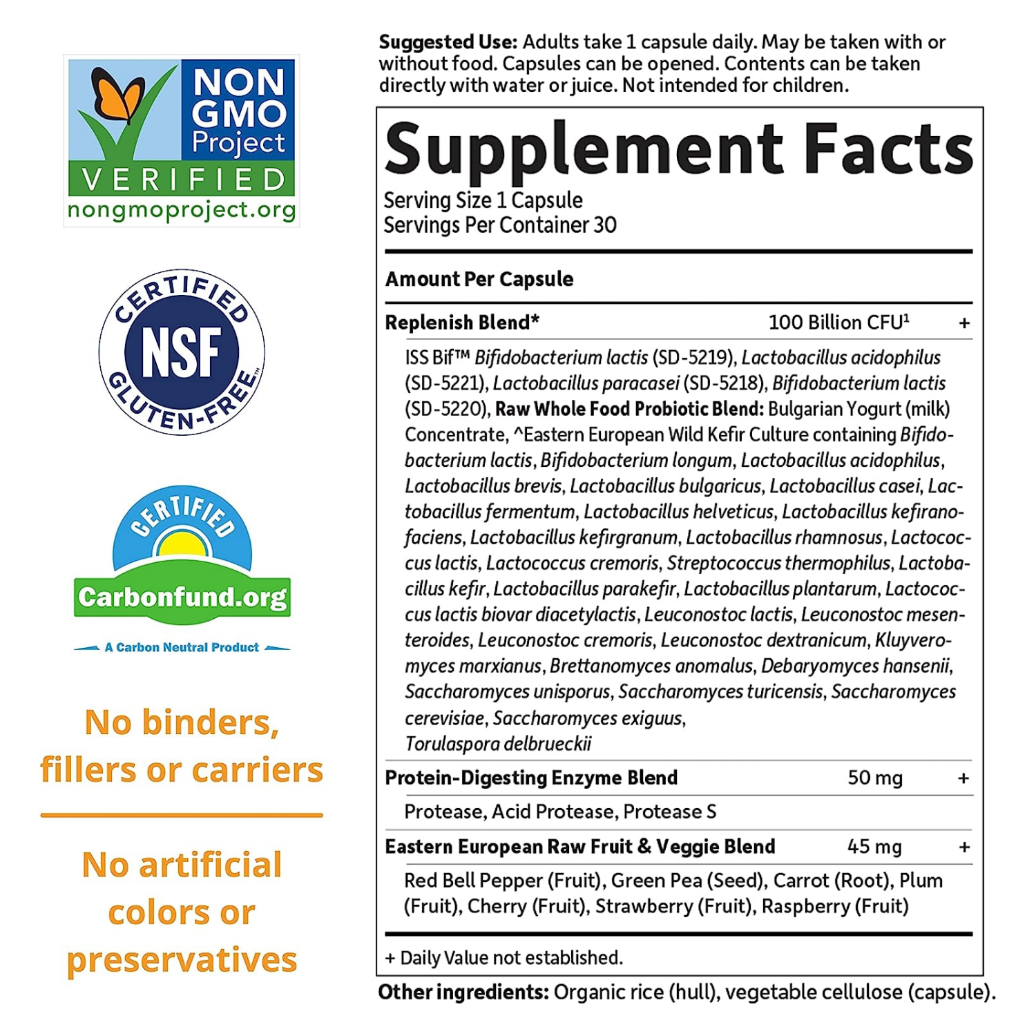 POBIOTICOS RAW 34 CEPAS 100 BILLONES CFU 30 CAPSULAS GARDEN OF LIFE