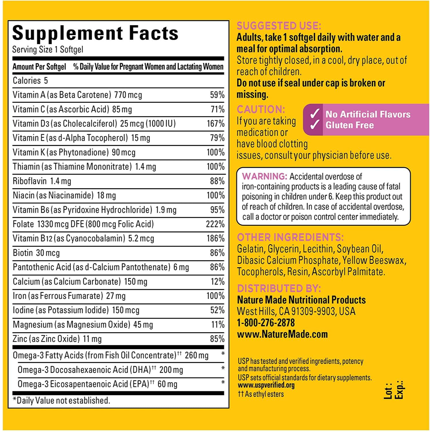 PRENATAL ACIDO FOLICO CON DHA 520 MG 110 CAPSULAS BLANDAS NATURE MADE