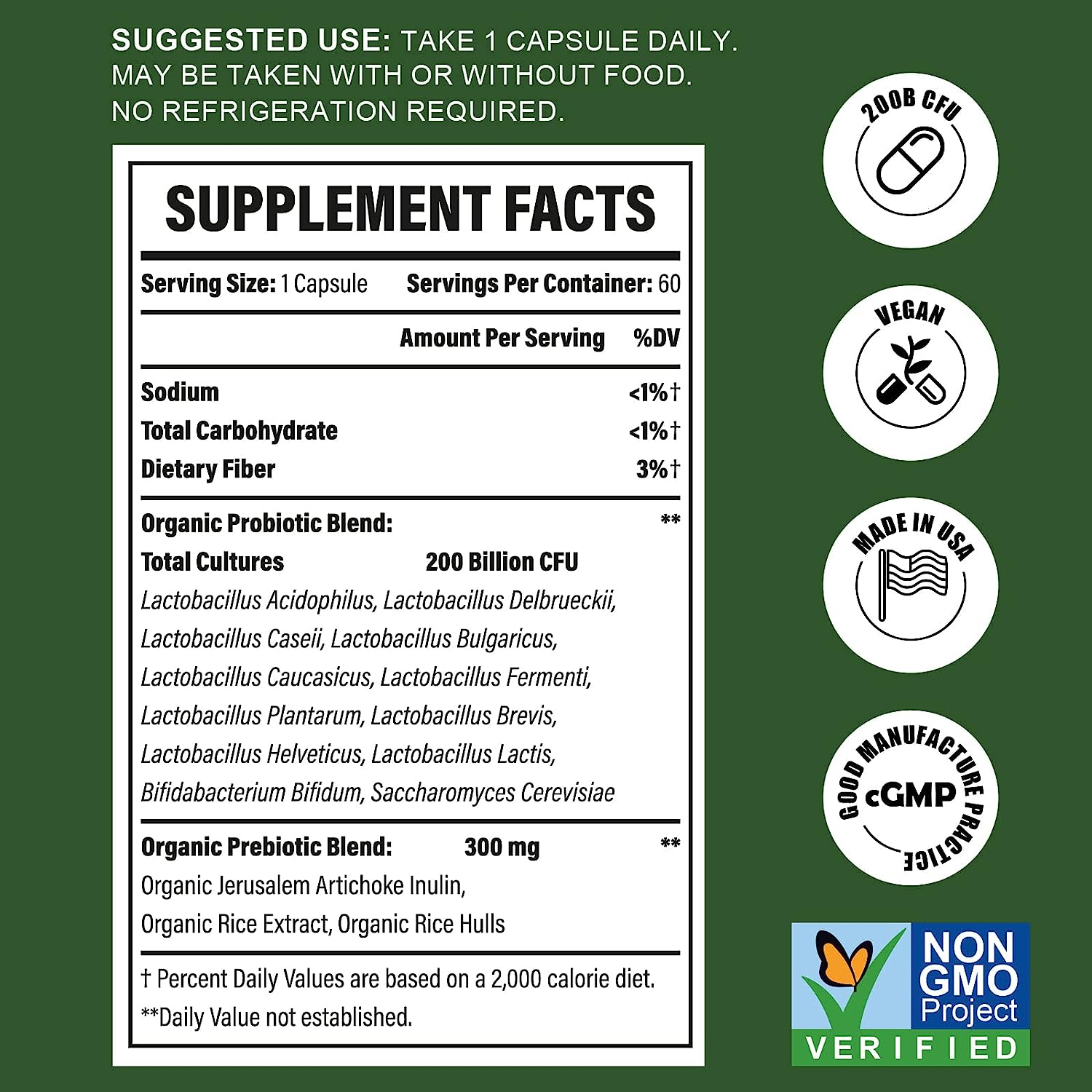 PROBIOTICOS Y PREBIOTICOS 12 CEPAS 200 BILLONES CFU 60 CAPSULAS VEGANO CFUFUL