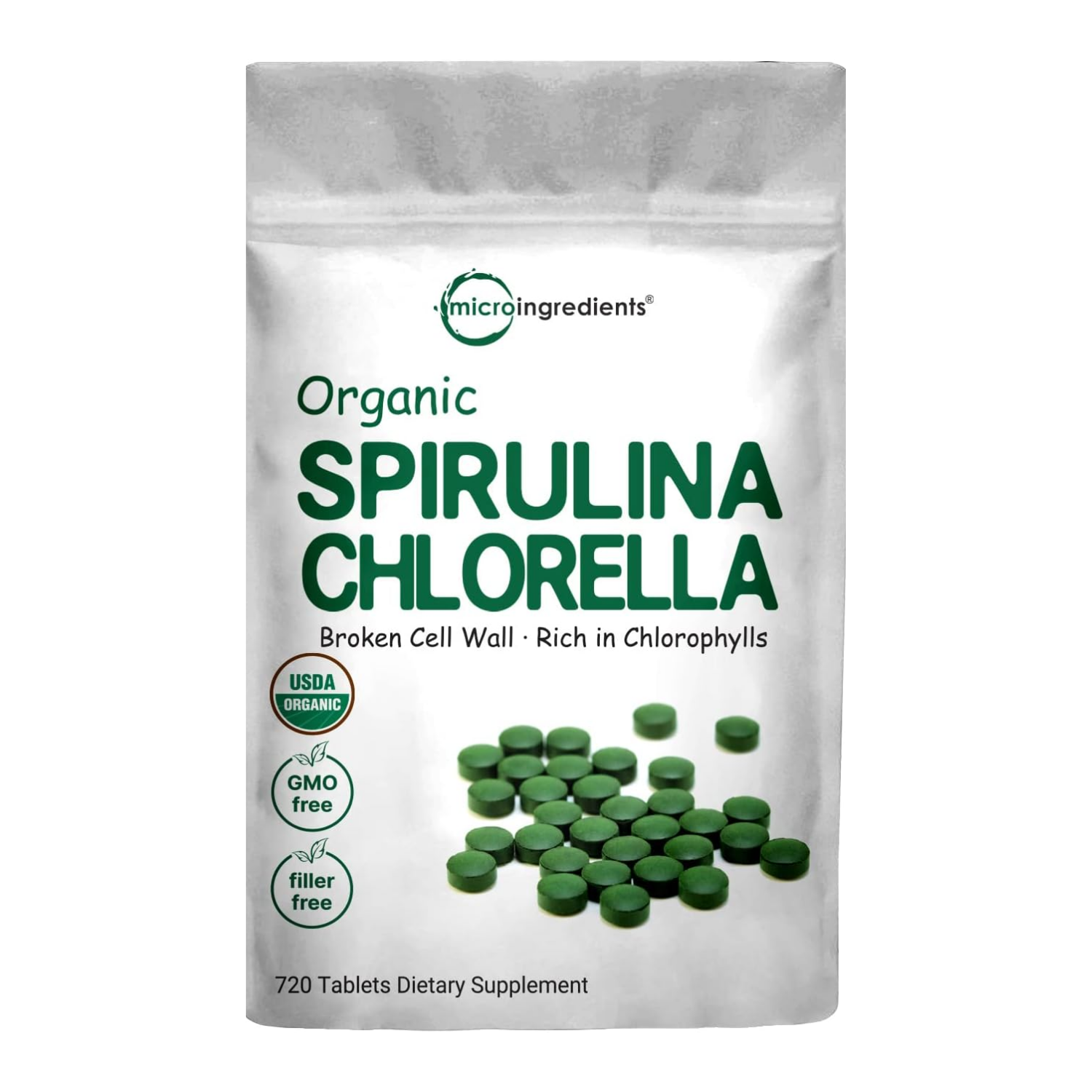 SPIRULINA ESPIRULINA CLORELLA 3,000 MG 720 TABLETAS MICROINGREDIENTS