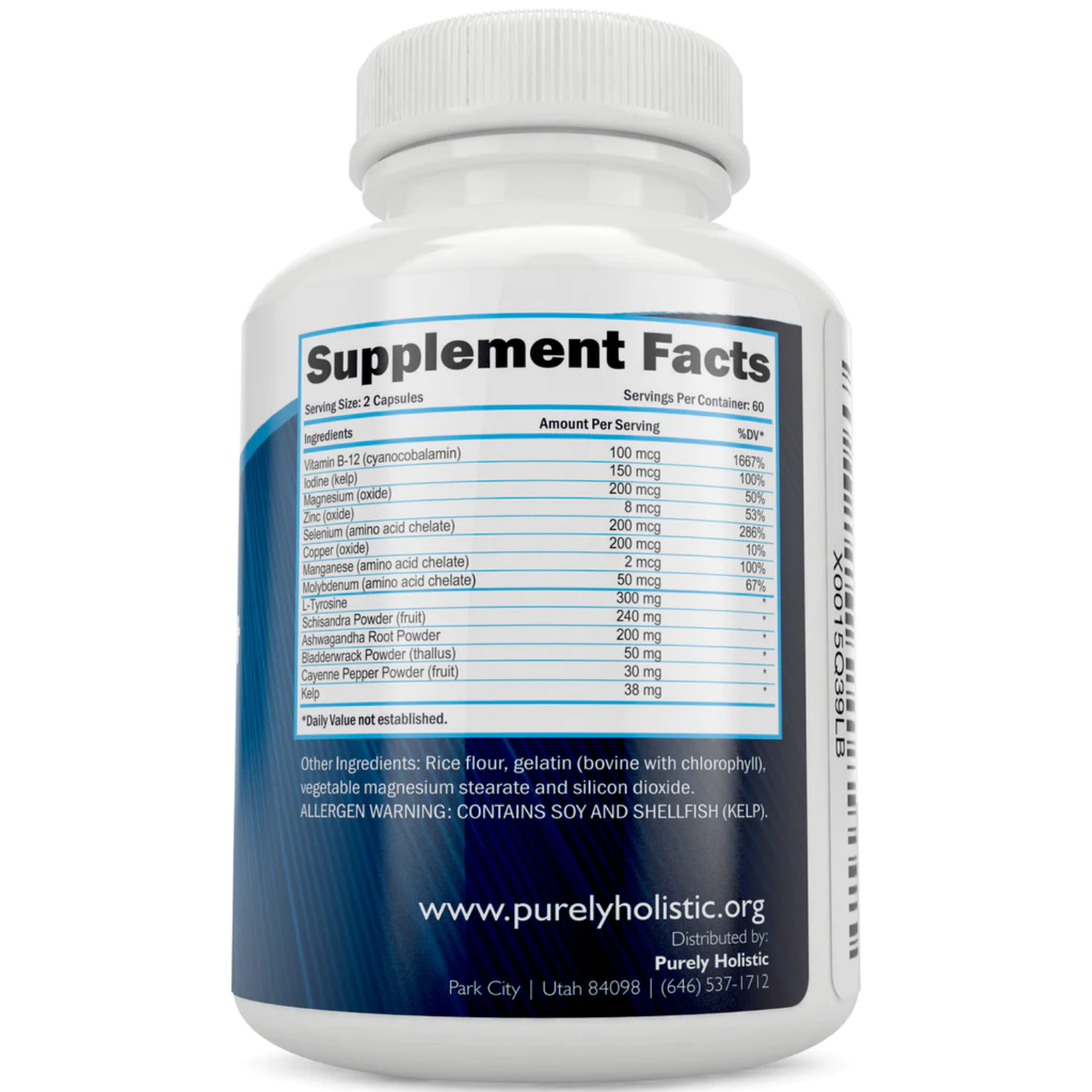 SOPORTE PARA TIROIDES CON YODO 1068 MG 120 CAPSULAS PURELY HOLISTIC