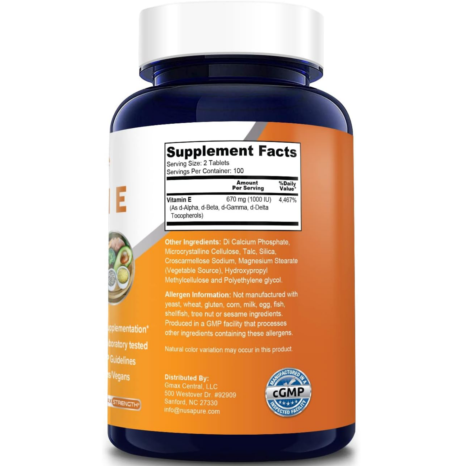 VITAMINA E 1000 IU 200 TABLETAS NUSAPURE