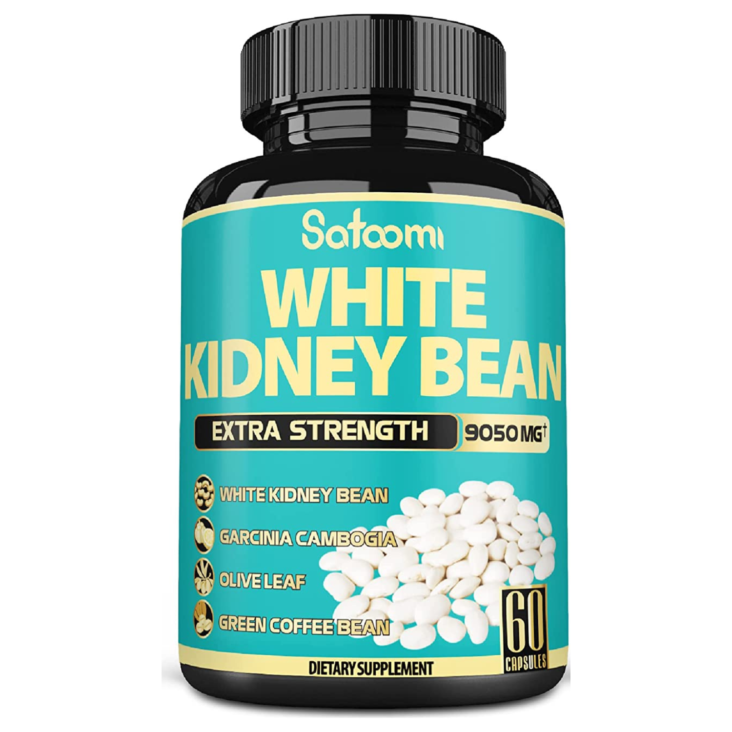 WHITE KIDNEY BEAN BLOQUEADOR DE CARBOHIDRATOS 6000 MG CON GARCINIA CAMBOGIA 1000 MG + TE VERDE 1000 MG 180 CAPSULAS SIN GMO VEGANO 60 CAPSULAS SATOOMI