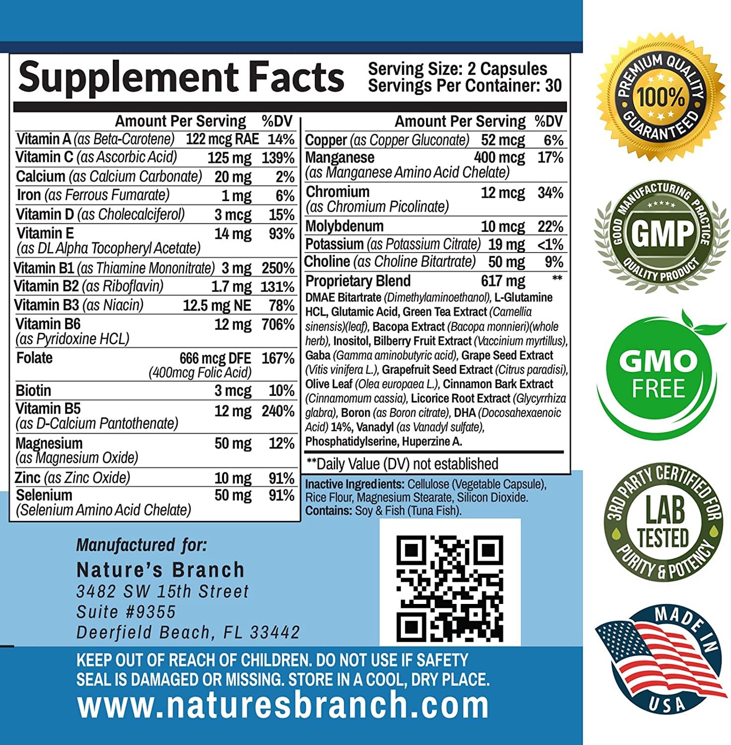 ESTIMULADOR DEL CEREBRO 997 MG 60 CAPSULAS SIN GMO NATURES BRANCH BRAIN BOOSTER