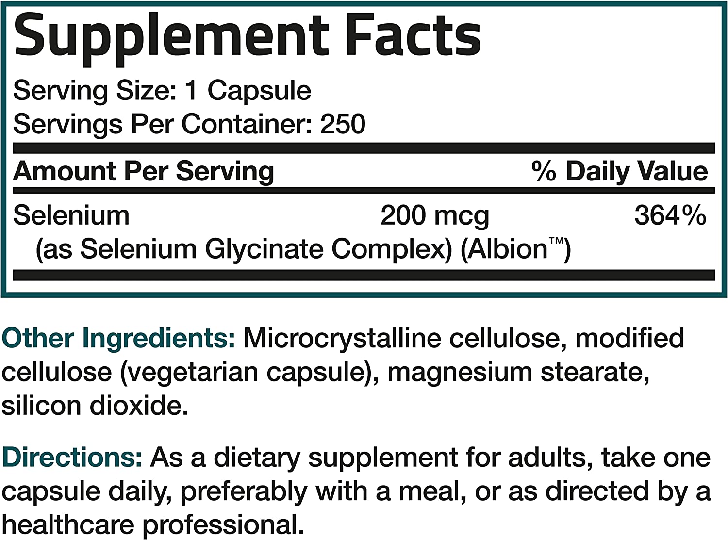 SELENIO  200 MCG 250 CAPSULAS SIN GMO BRONSON