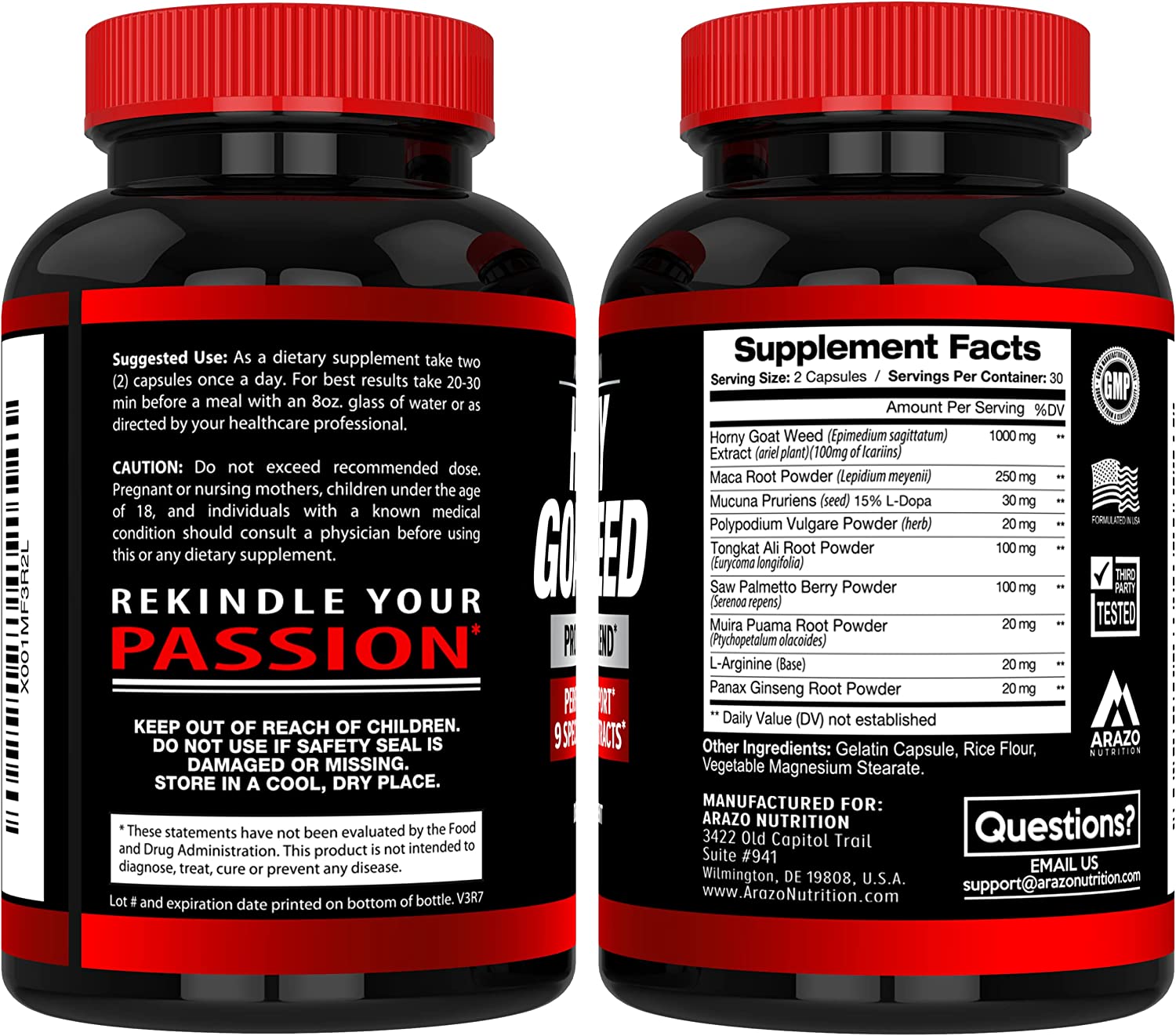 HORNY GOAT WEED 1580 MG 60 CAPSULAS ARAZO NUTRITION