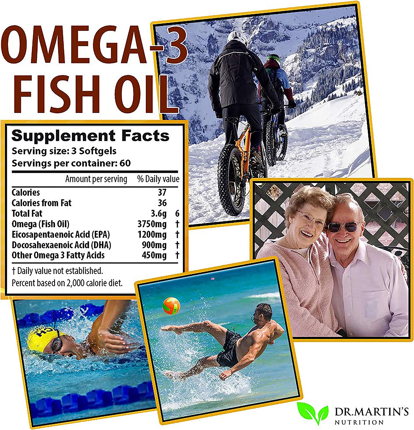 FISH OIL OMEGA 3  3,750 MG CON EPA 1200 MG Y DHA 900 MG 180 CAPSULAS BLANDAS DR. MARTIN'S NUTRITION