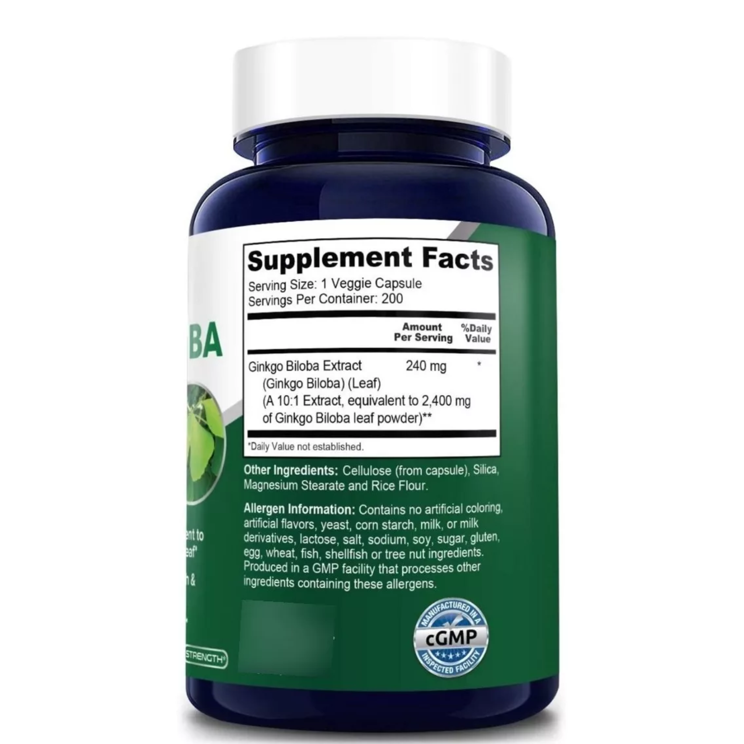 GINKGO BILOBA NUSAPURE 2,400 MG 200 CAPSULAS VEGETALES